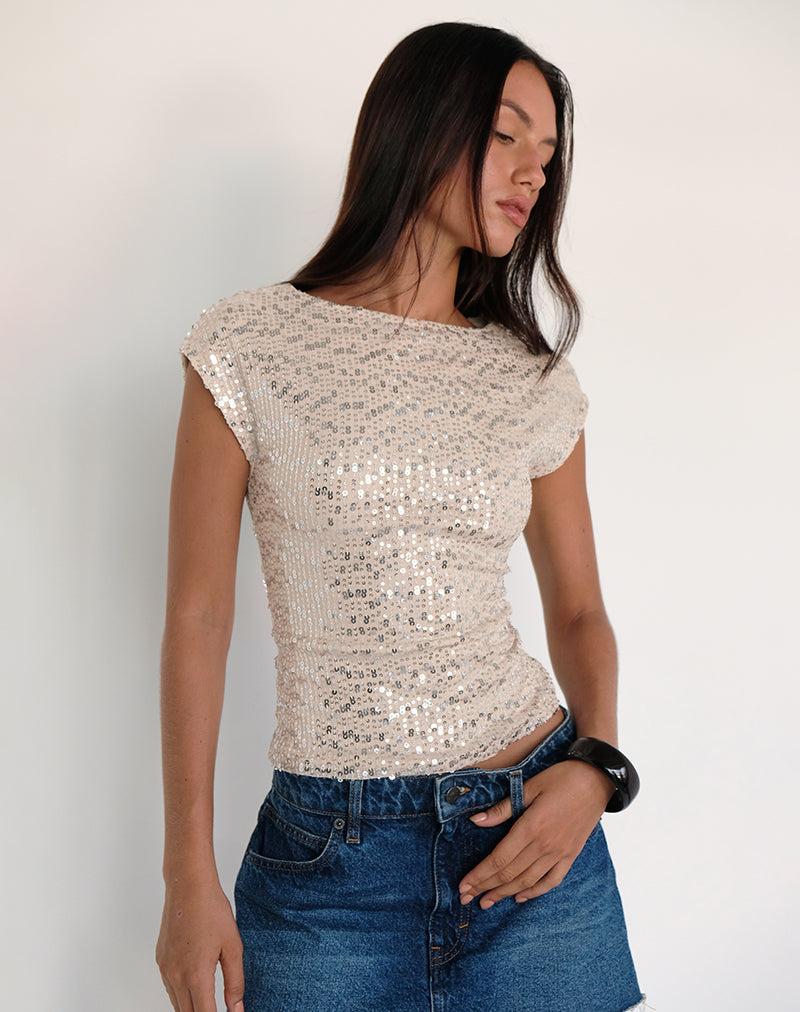 Nova Top in Sequin Neutral Female Product Image