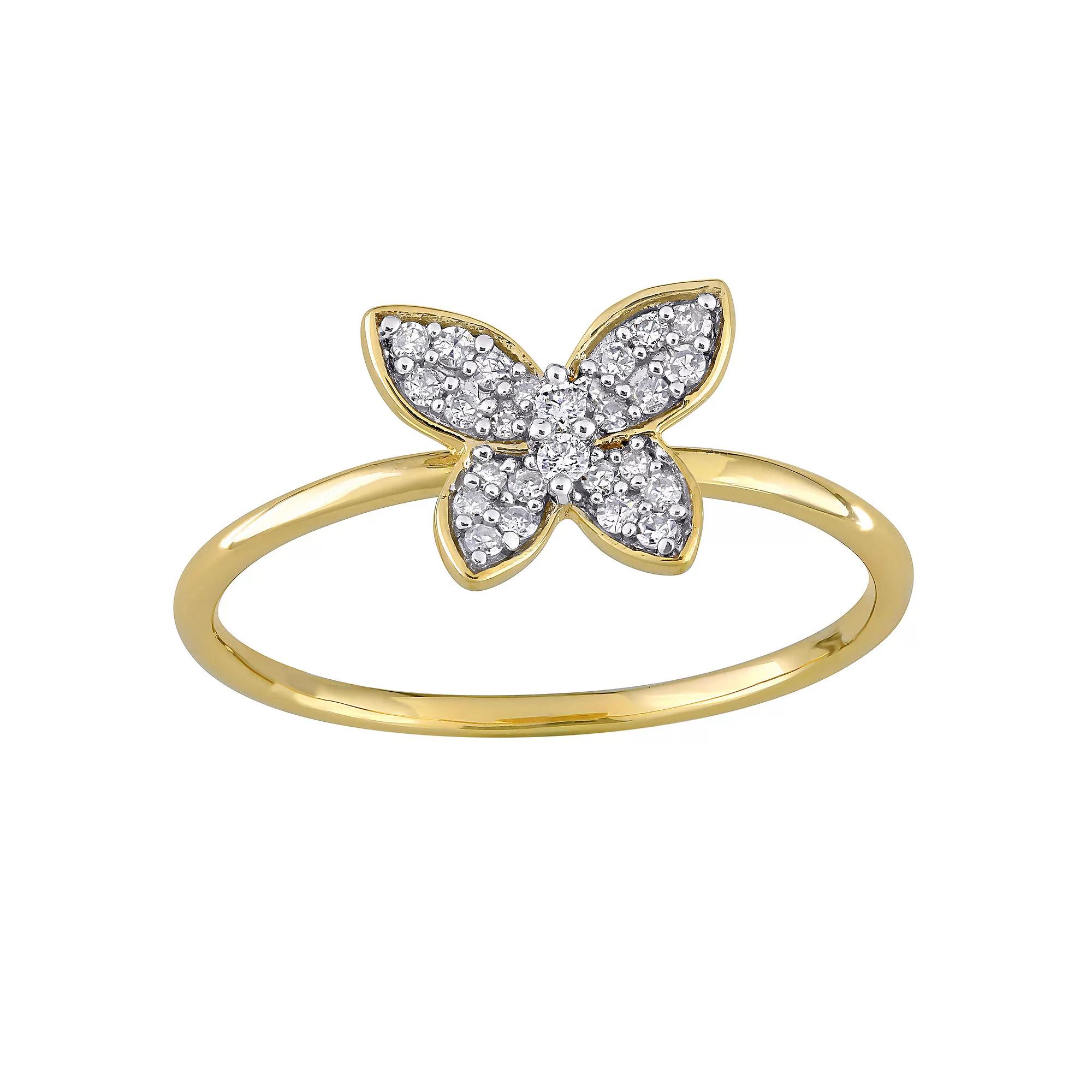 Stella Grace 10k Gold 1/8 Carat T.W. Diamond Butterfly Ring, Women's, Size: 9 Product Image