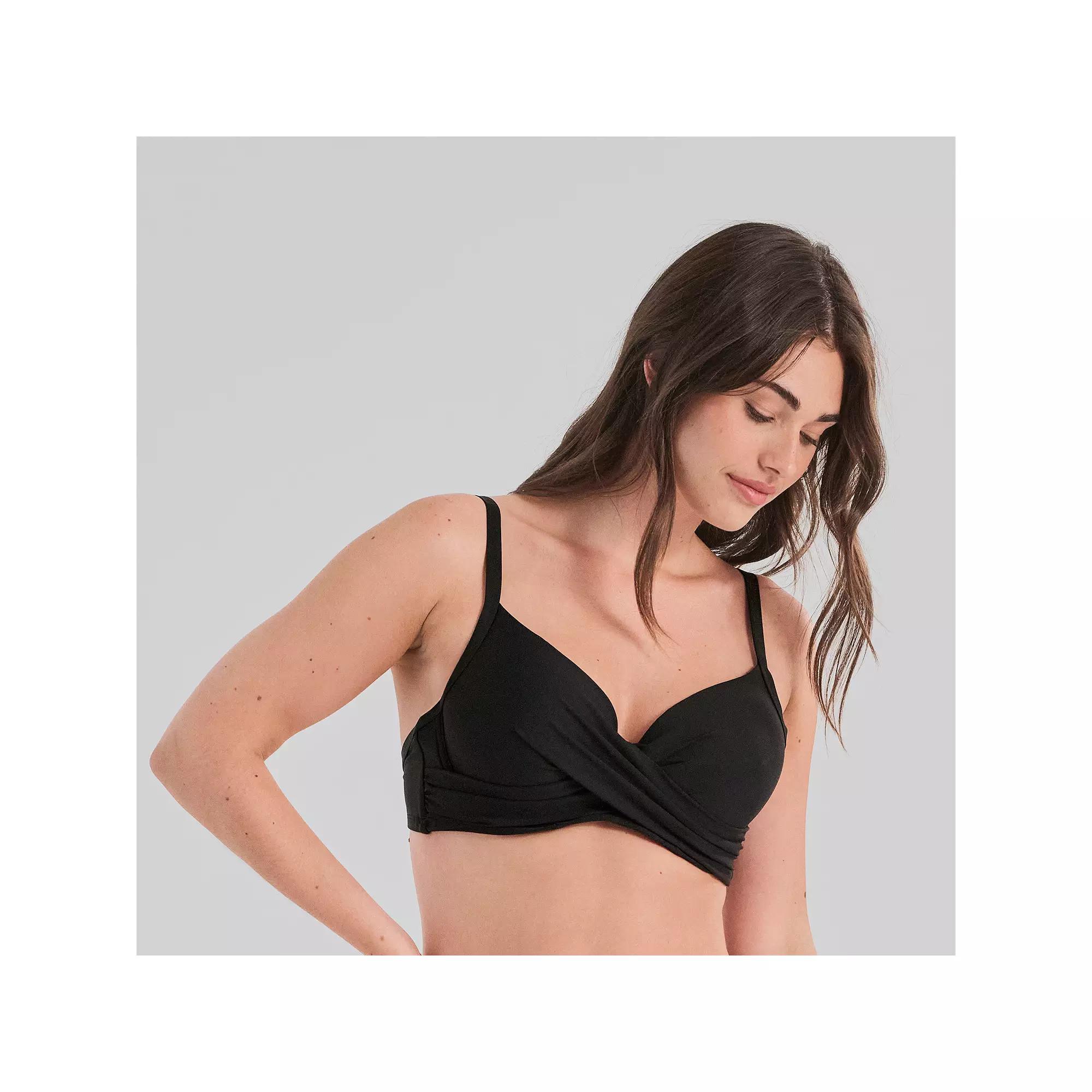 Women's Freshwater Molded Cup Underwire Bra Swim Top, Size: Medium, Black Product Image