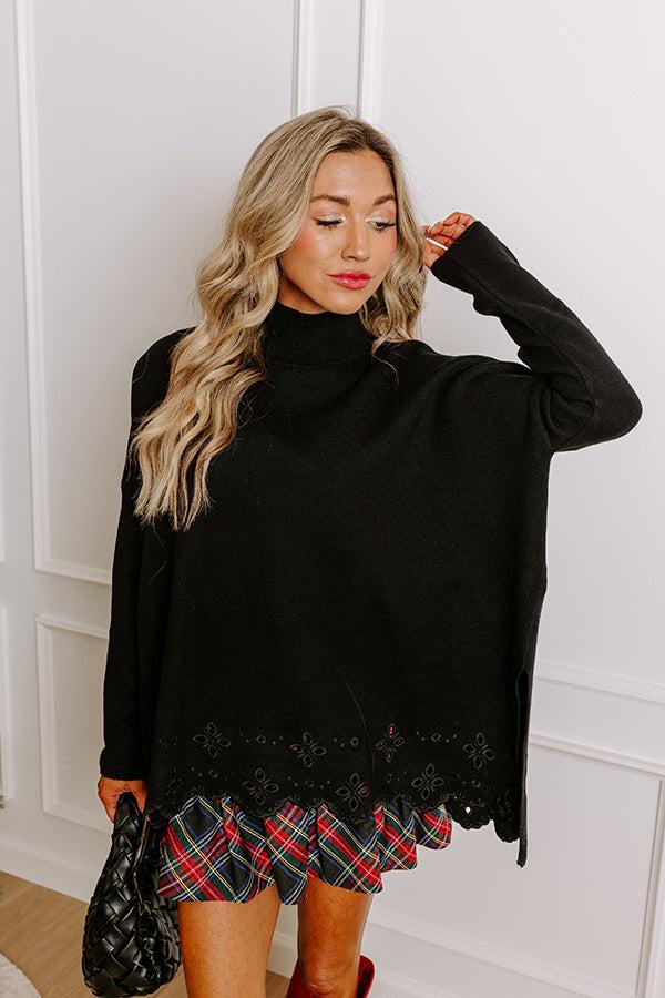 Kind Glance Eyelet Sweater in Black Product Image