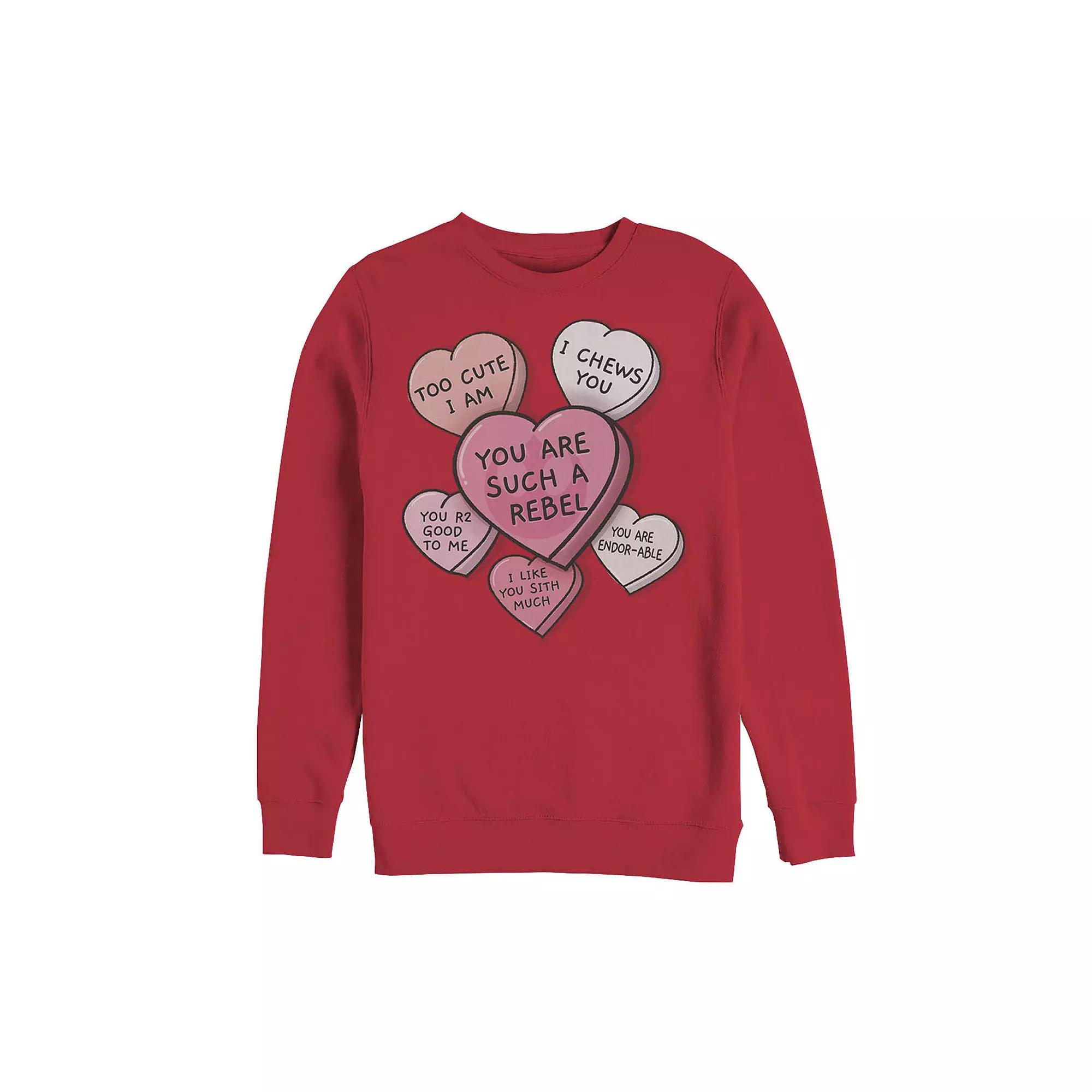 Men's Star Wars Valentines Candy Heart Quotes Sweatshirt, Size: Large, Red Product Image
