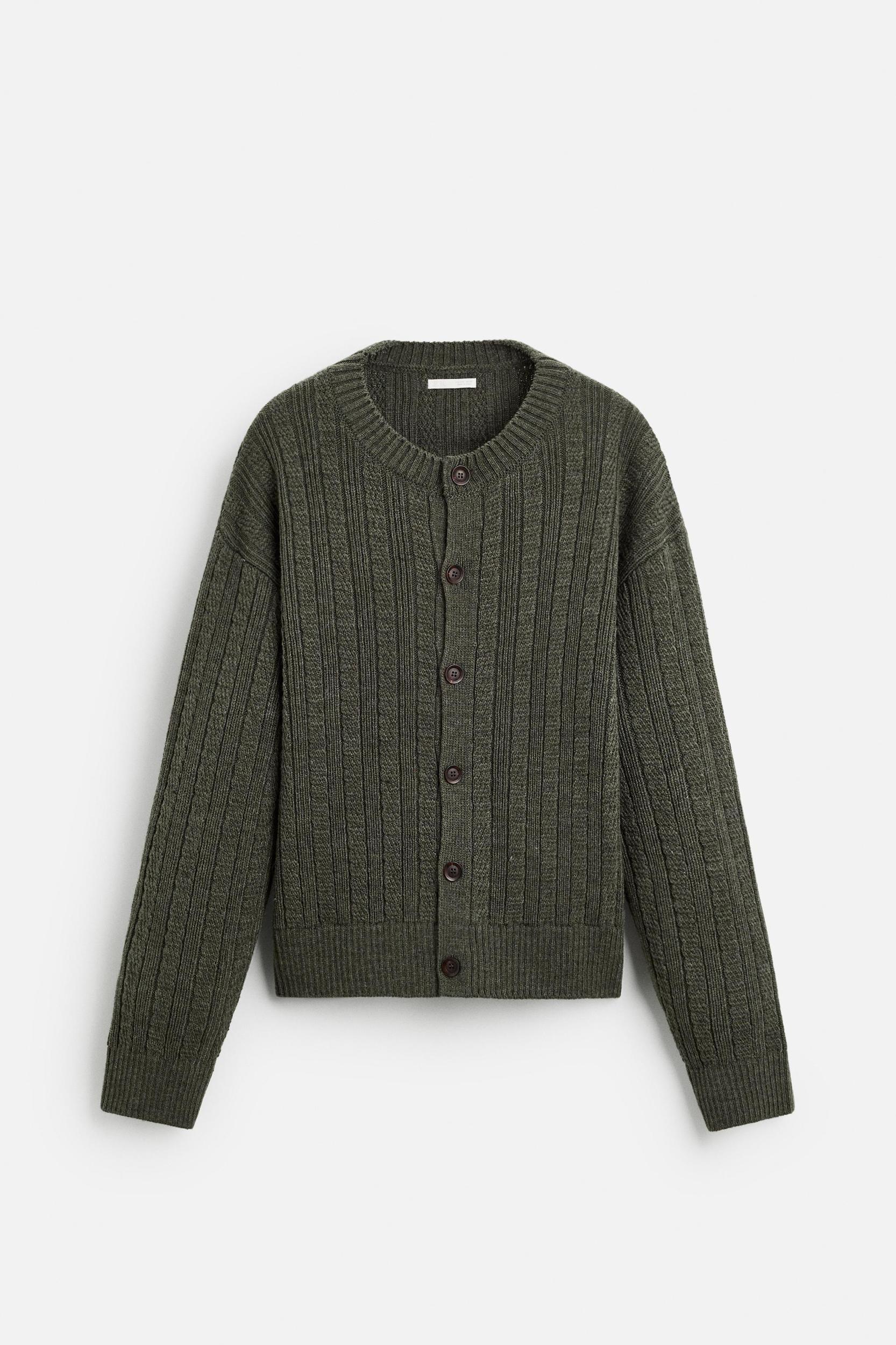 TEXTURED WEAVE WOVEN CARDIGAN Product Image