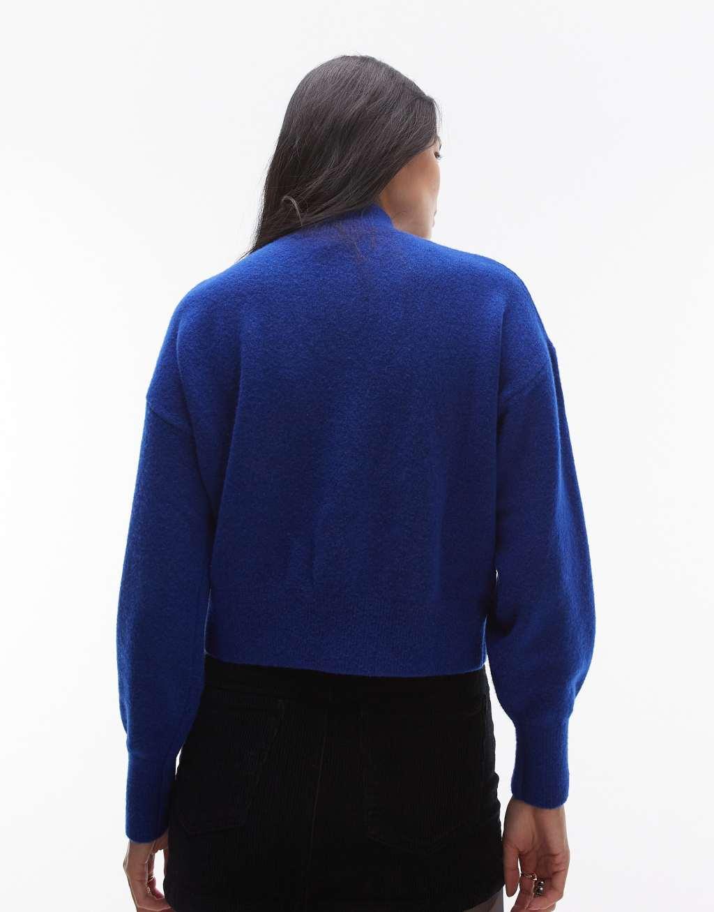 & Other Stories mock neck sweater in dark blue Product Image