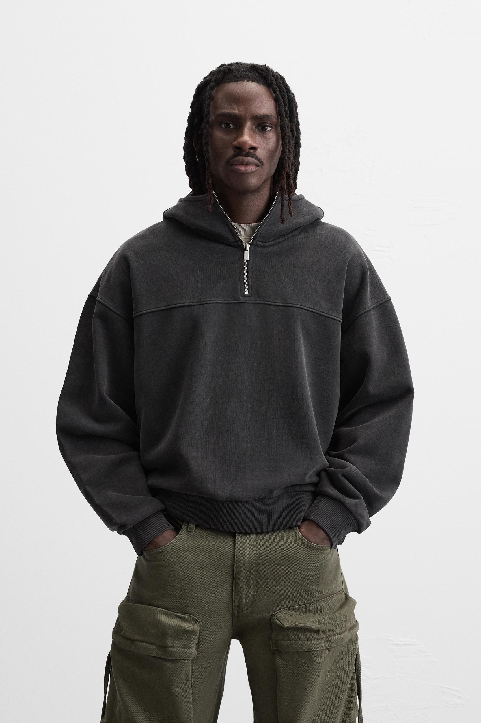 WASHED QUARTER-ZIP HOODIE Product Image