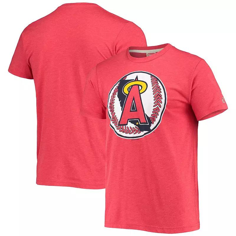 Men's Homage Red Los Angeles Angels Hand-Drawn Logo Tri-Blend T-Shirt,  Product Image