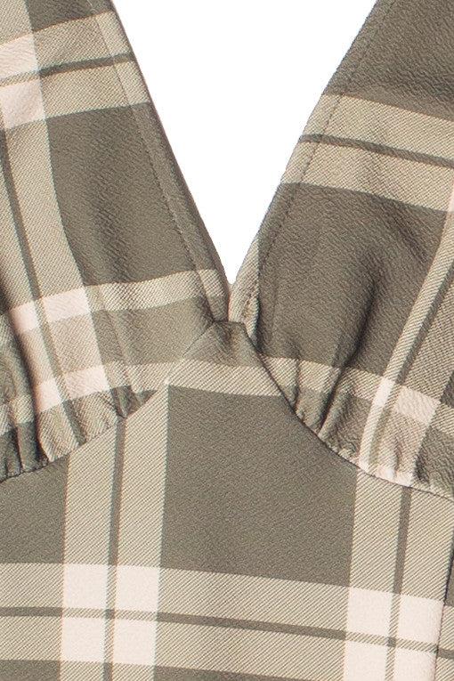 Plunge Neck Plaid Dress Product Image