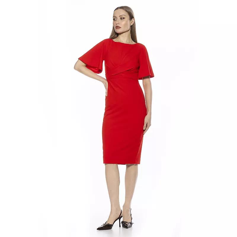 Women's ALEXIA ADMOR Ariah Draped Bodice Flutter Sleeve Sheath Dress,  Product Image