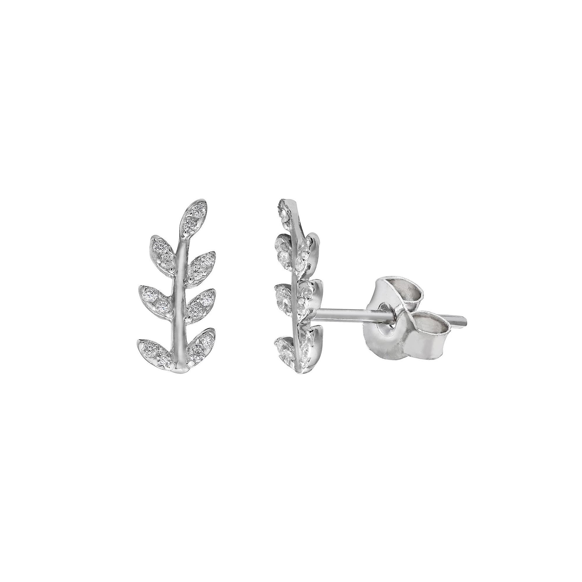 PRIMROSE Sterling Silver Leaf Post Earrings, Women's, Silver Tone Product Image