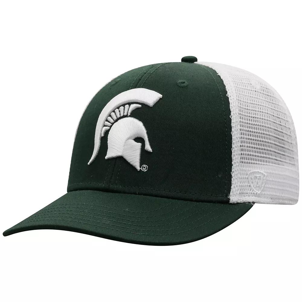 Men's Top of the World Green/White Michigan State Spartans Trucker Snapback Hat Product Image