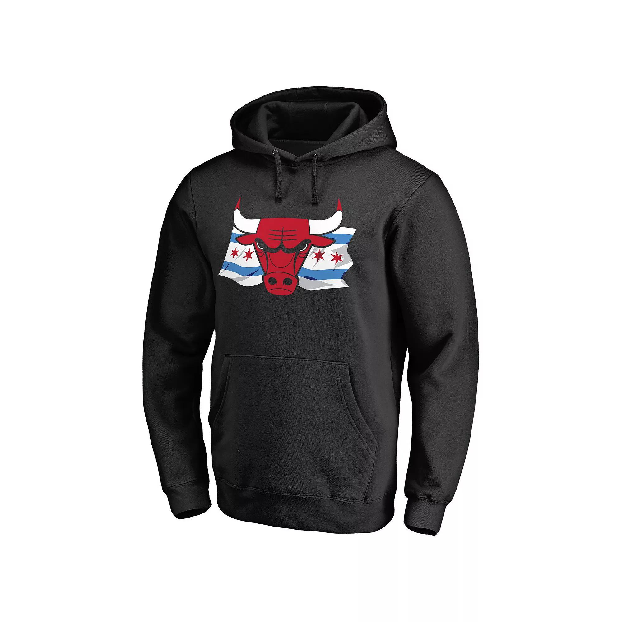 Men's Fanatics Branded Black Chicago Bulls Hometown Collection Chicago Flag Pullover Hoodie, Size: XL Product Image
