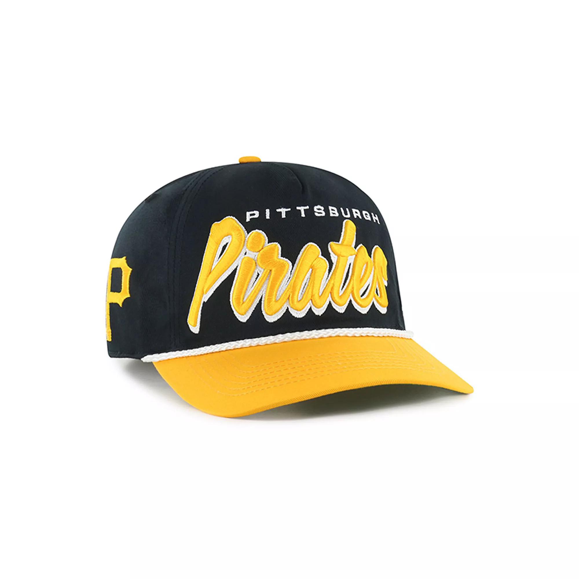 Men's '47 Black Pittsburgh Pirates Dropshadow Rope Hitch Adjustable Hat Product Image