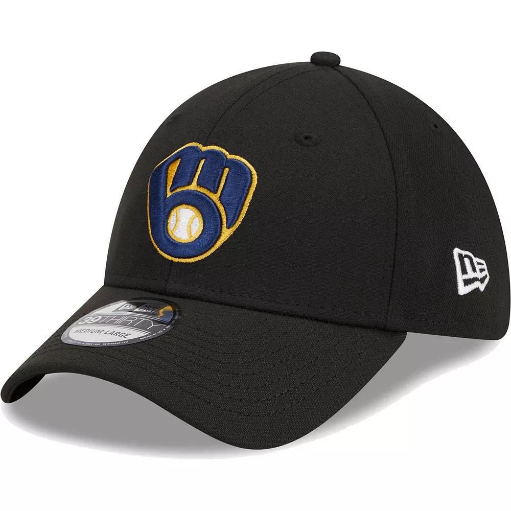 Men's New Era Black Milwaukee Brewers Logo 39THIRTY Flex Hat,  Product Image