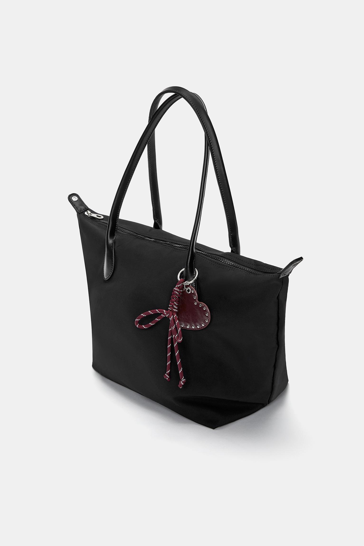Nylon shopper bag with charm detail Product Image