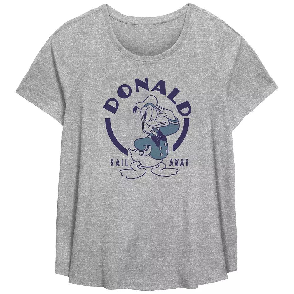 Disney's Donald Duck Sail Away Plus Size Flowy Graphic Tee, Women's, Size: 5XL, Grey Gray Product Image