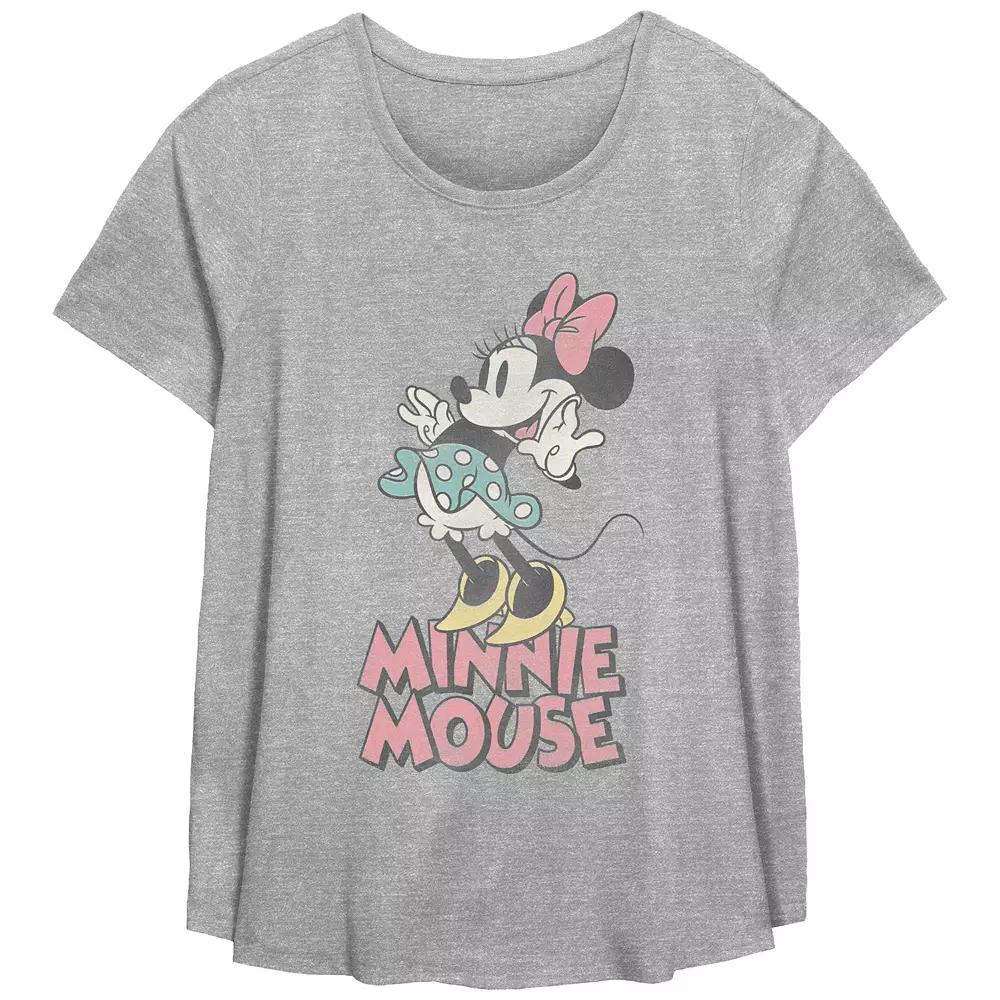 Disney's Minnie Mouse Classic Pose Plus Size Flowy Graphic Tee, Women's, Size: 1XL, Grey Gray Product Image
