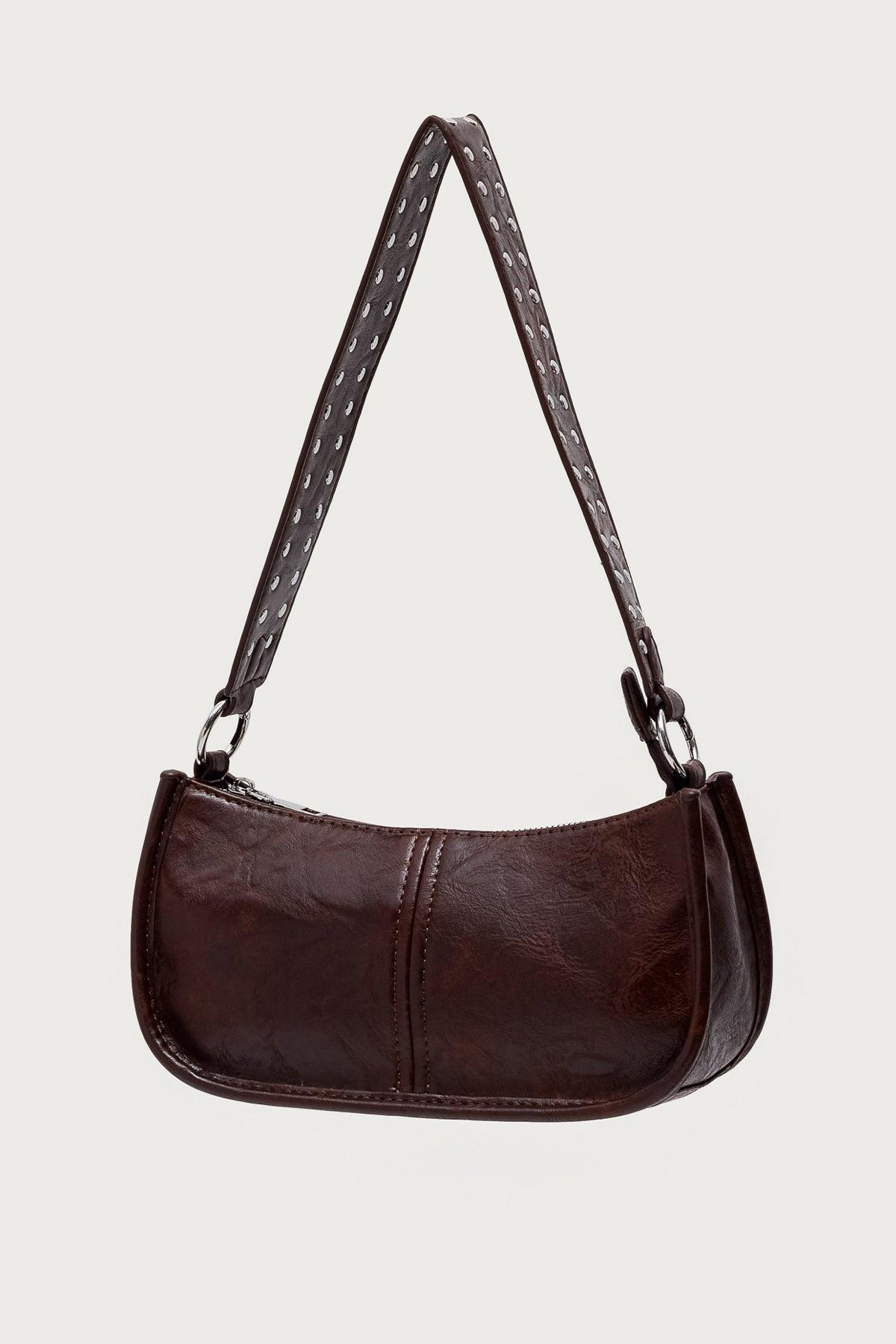 Studded Strap Faux Leather Bag Product Image