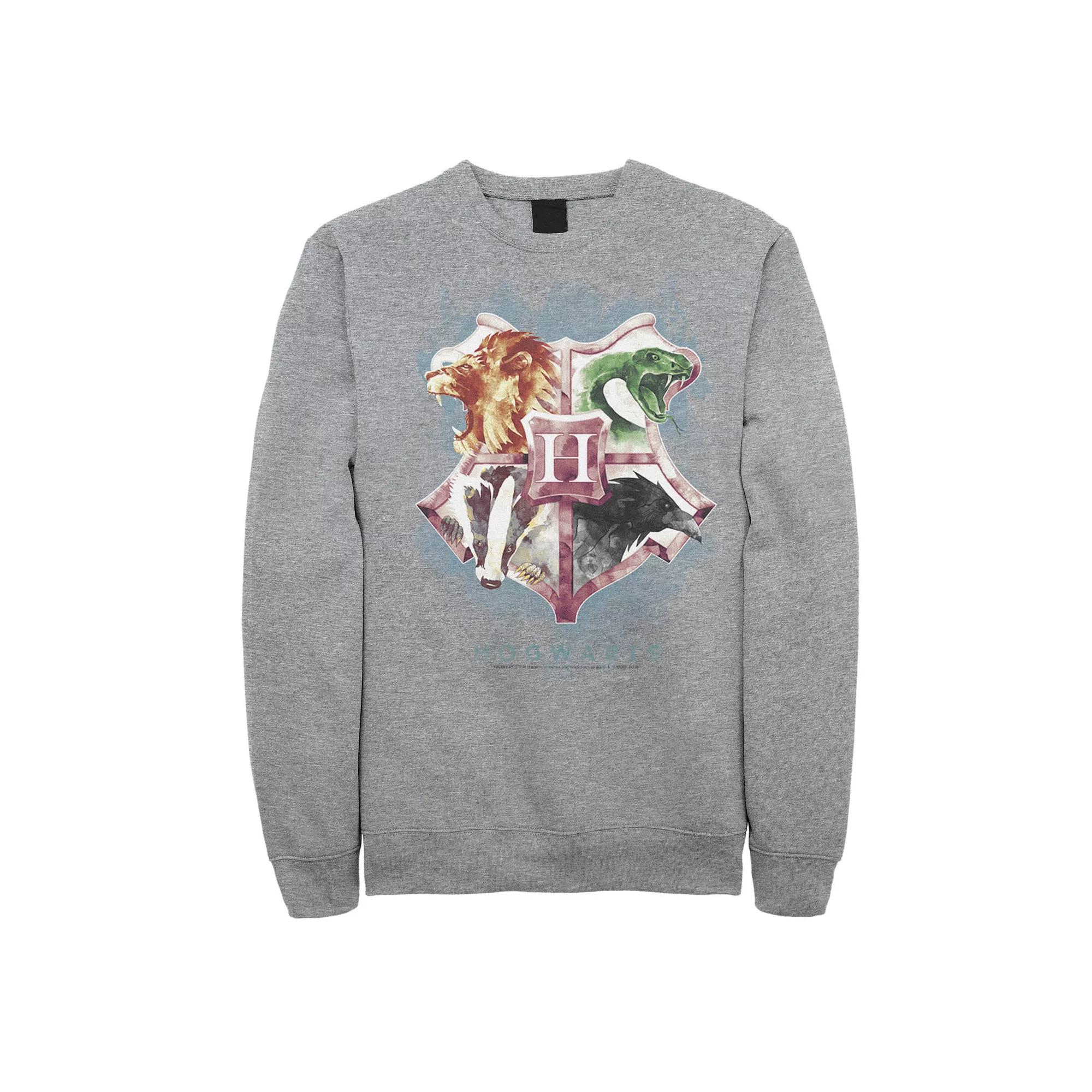 Big & Tall Harry Potter Hogwarts Crest Watercolor Graphic Fleece Pullover, Men's,  Product Image