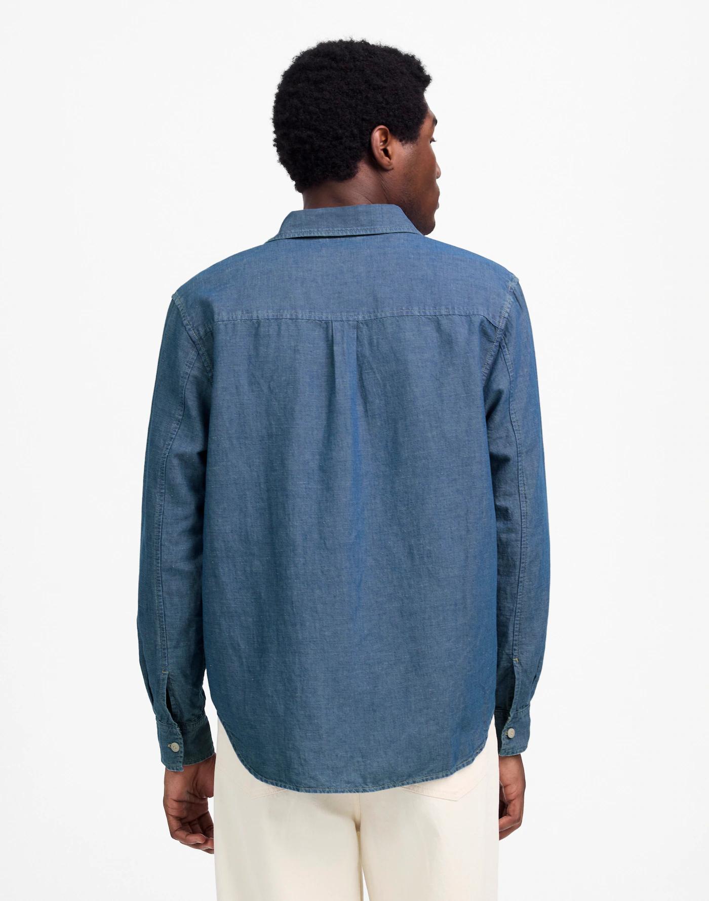 Chambray Button-Up Shirt in Cotton-Linen Blend Product Image