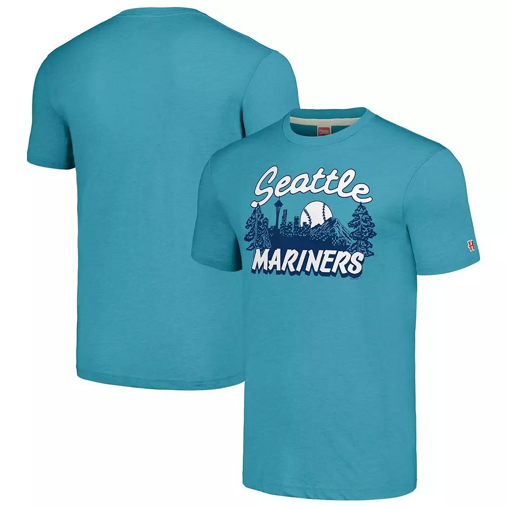 Men's Homage Aqua Seattle Mariners Hyper Local Tri-Blend T-Shirt, Size: 2XL, Turquoise A Product Image