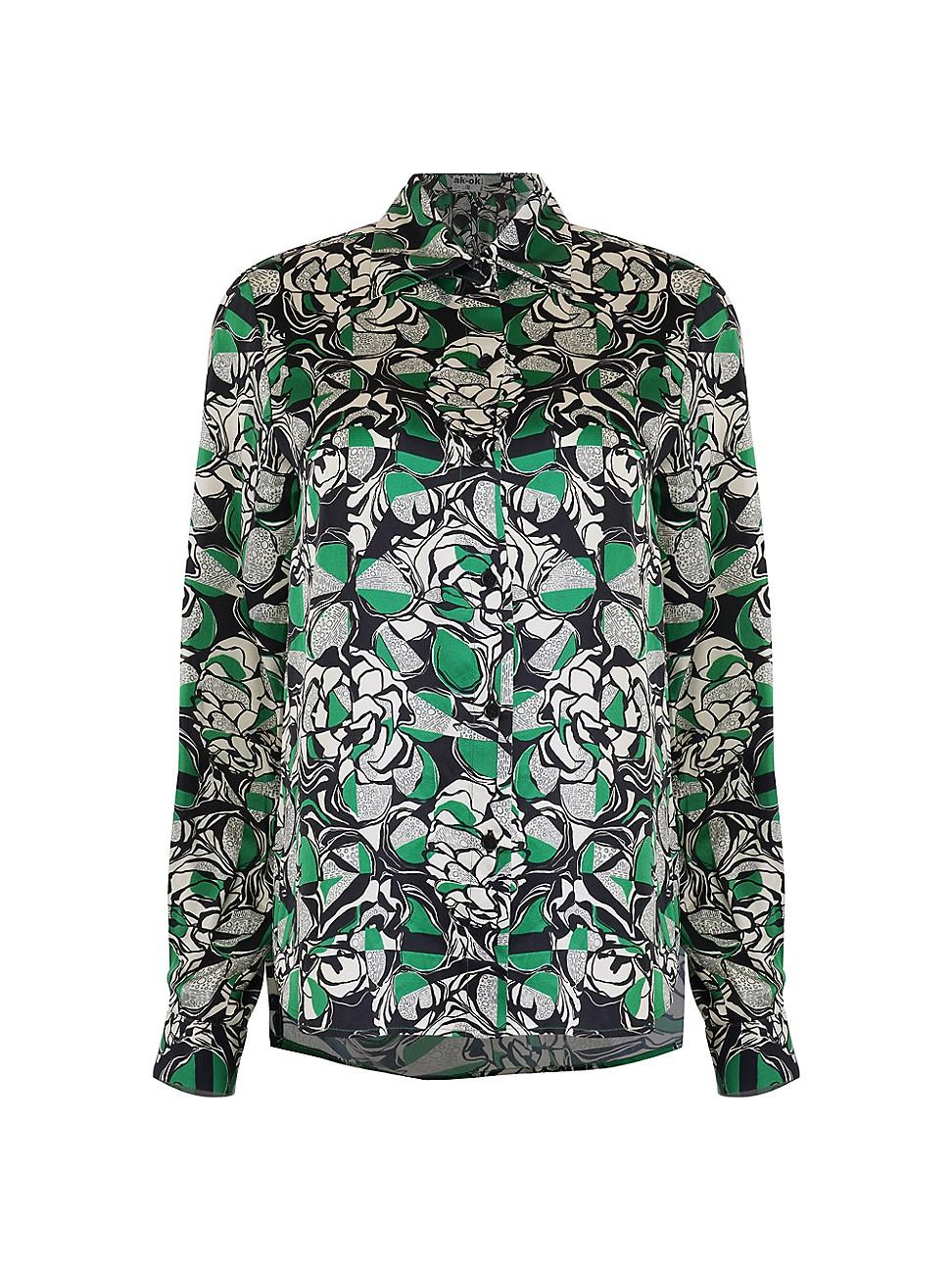 Womens Graphic Floral Silk Shirt Product Image