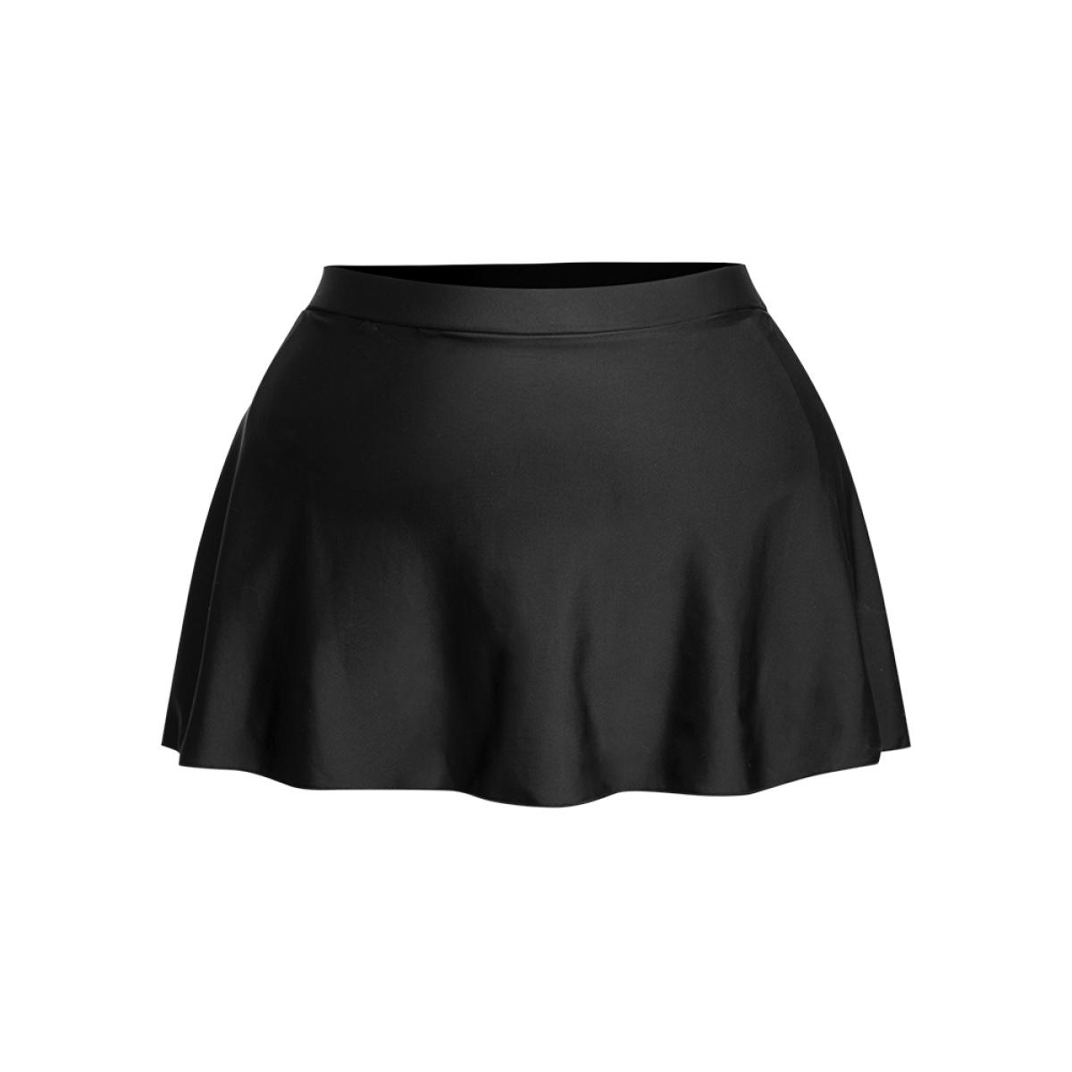 Plus Size Plain High Waist Split Hem Swim Skirt Women's Swimwear Black Beach Non High stretch Bodycon High Rise Curve Swim Bottoms BloomChic 18-20/2X Product Image