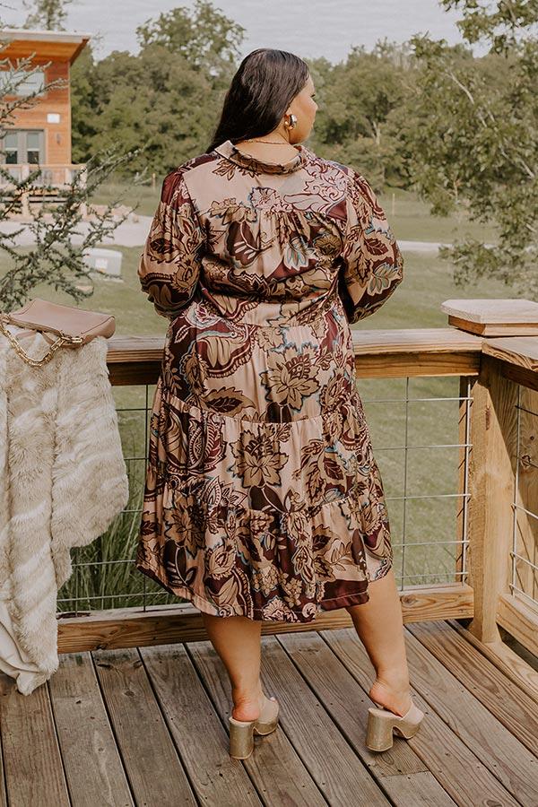 Wine Mixer Meet Up Satin Floral Midi Curves Product Image