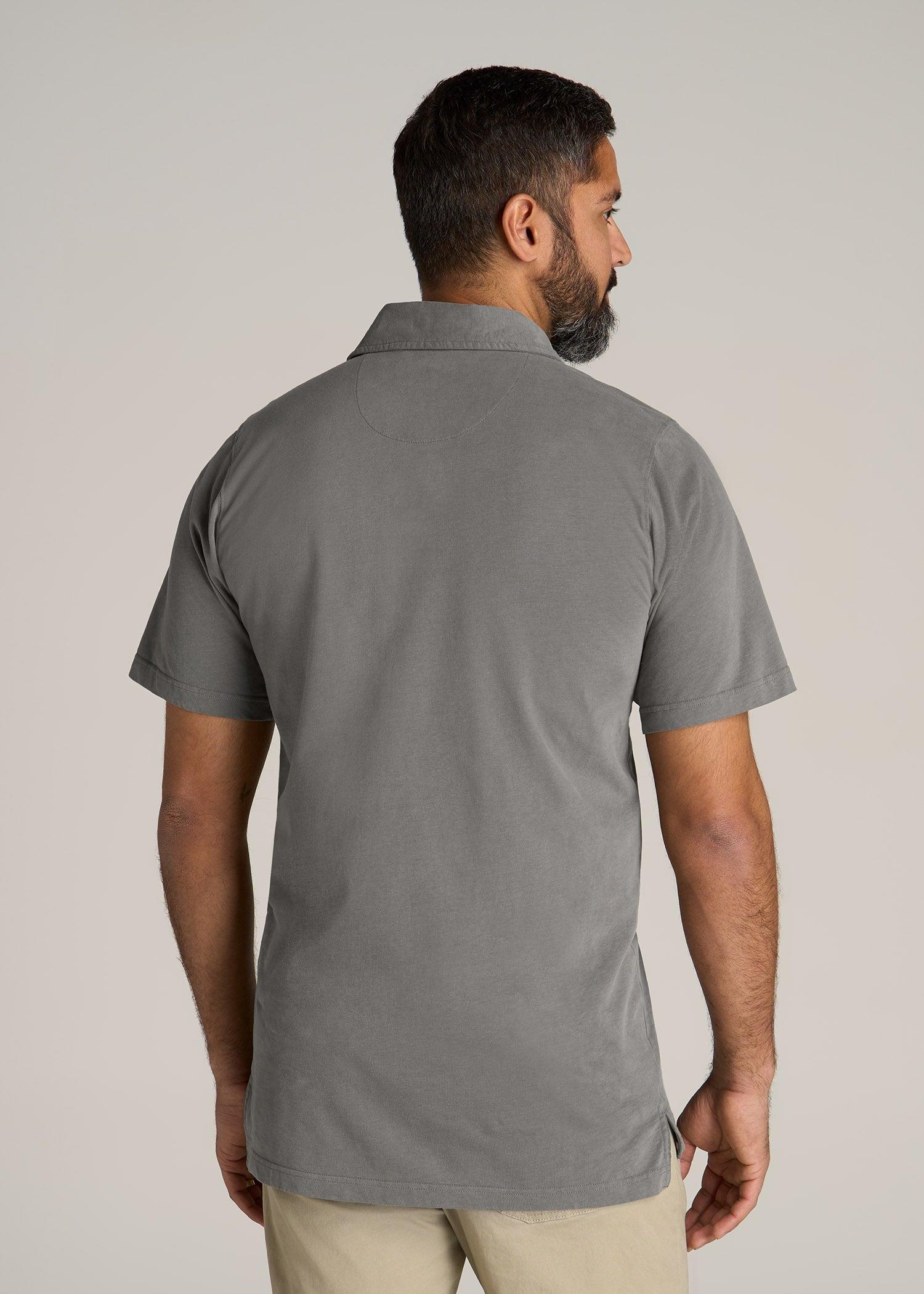 LJ&S Ultra Soft Short Sleeve Cotton Polo for Tall Men in Vintage Pewter Male Product Image