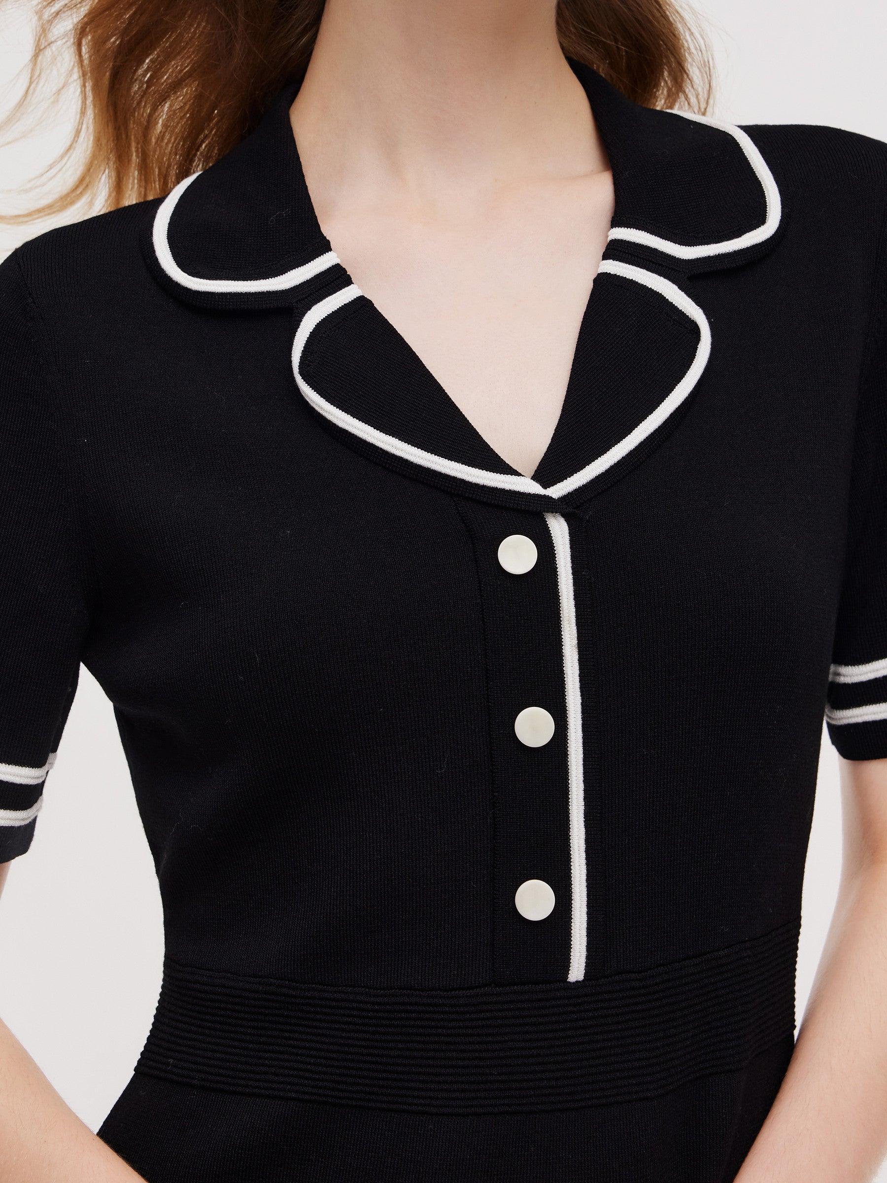 Lyocell Blend Contrast Trim Women Knit Mini Dress Product Image