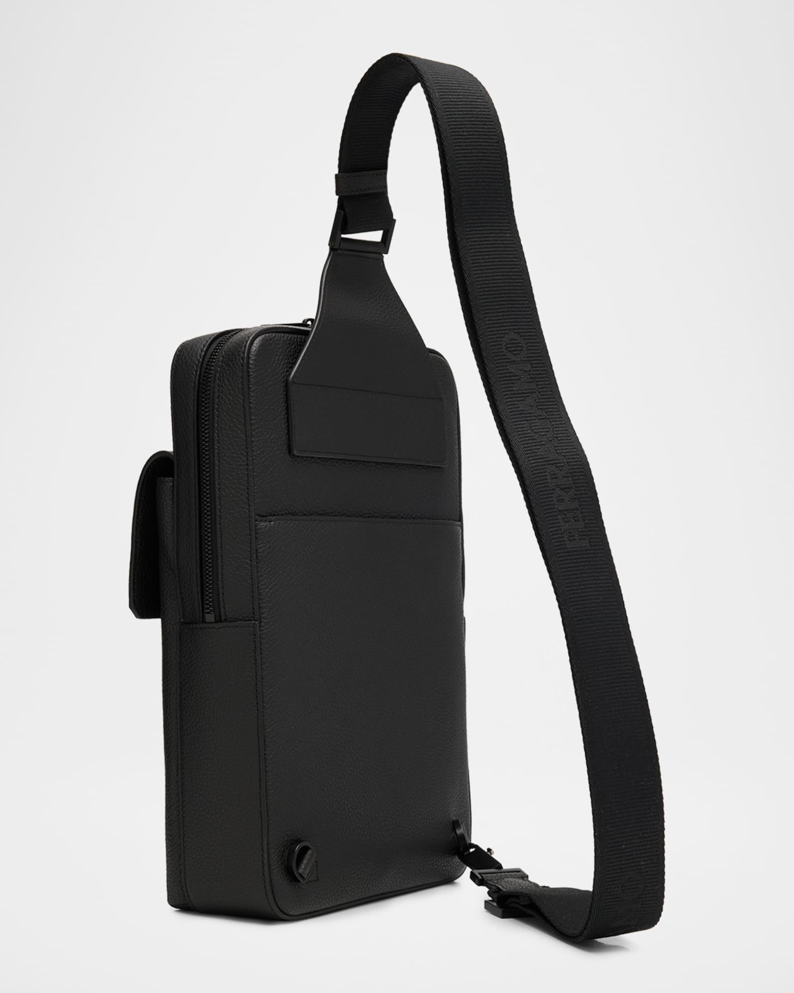 Men's Hug-Buckle Leather Sling Crossbody Bag Product Image
