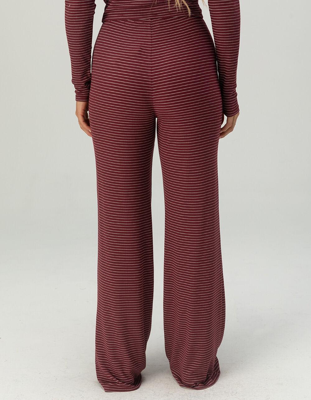 FULL TILT Rib Stripe Womens Pajama Pants - BURGUNDY COMBO Product Image