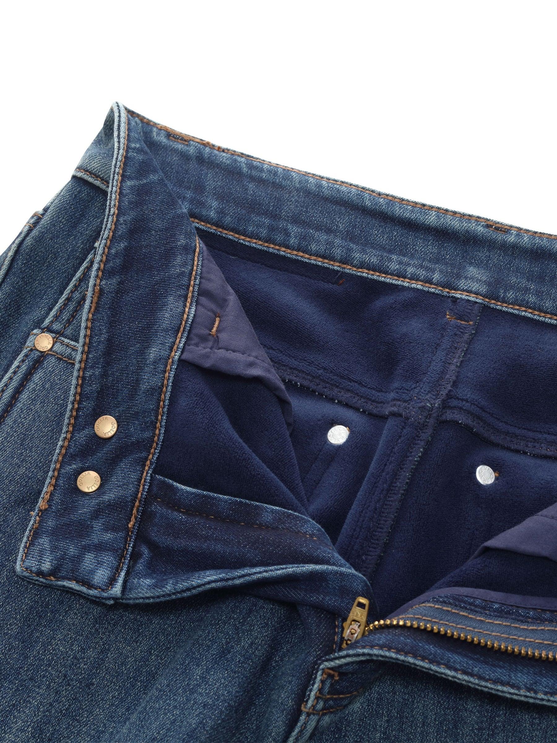 Denim Fleece Lined Women Slit Jeans Product Image