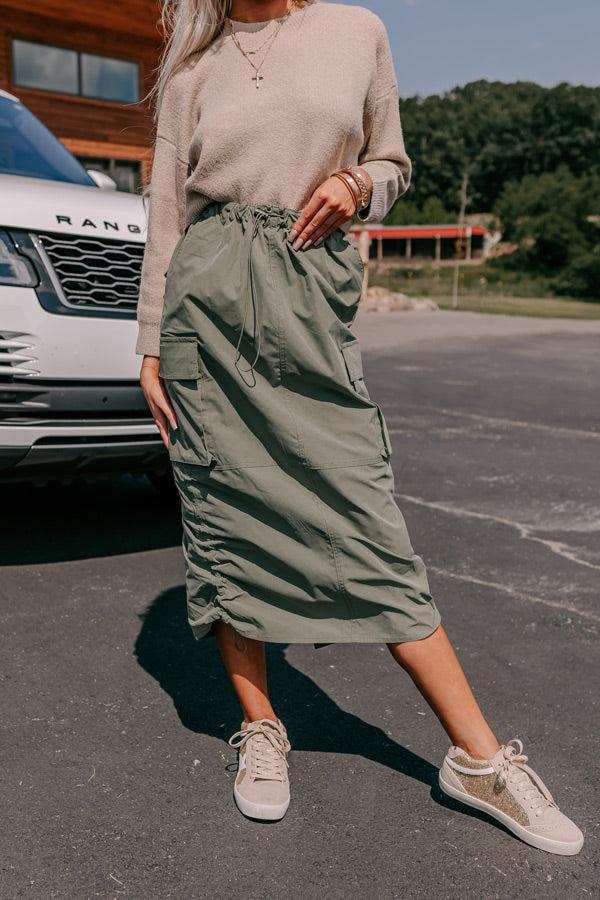 Cool Energy Cargo Midi Skirt in Sage Product Image