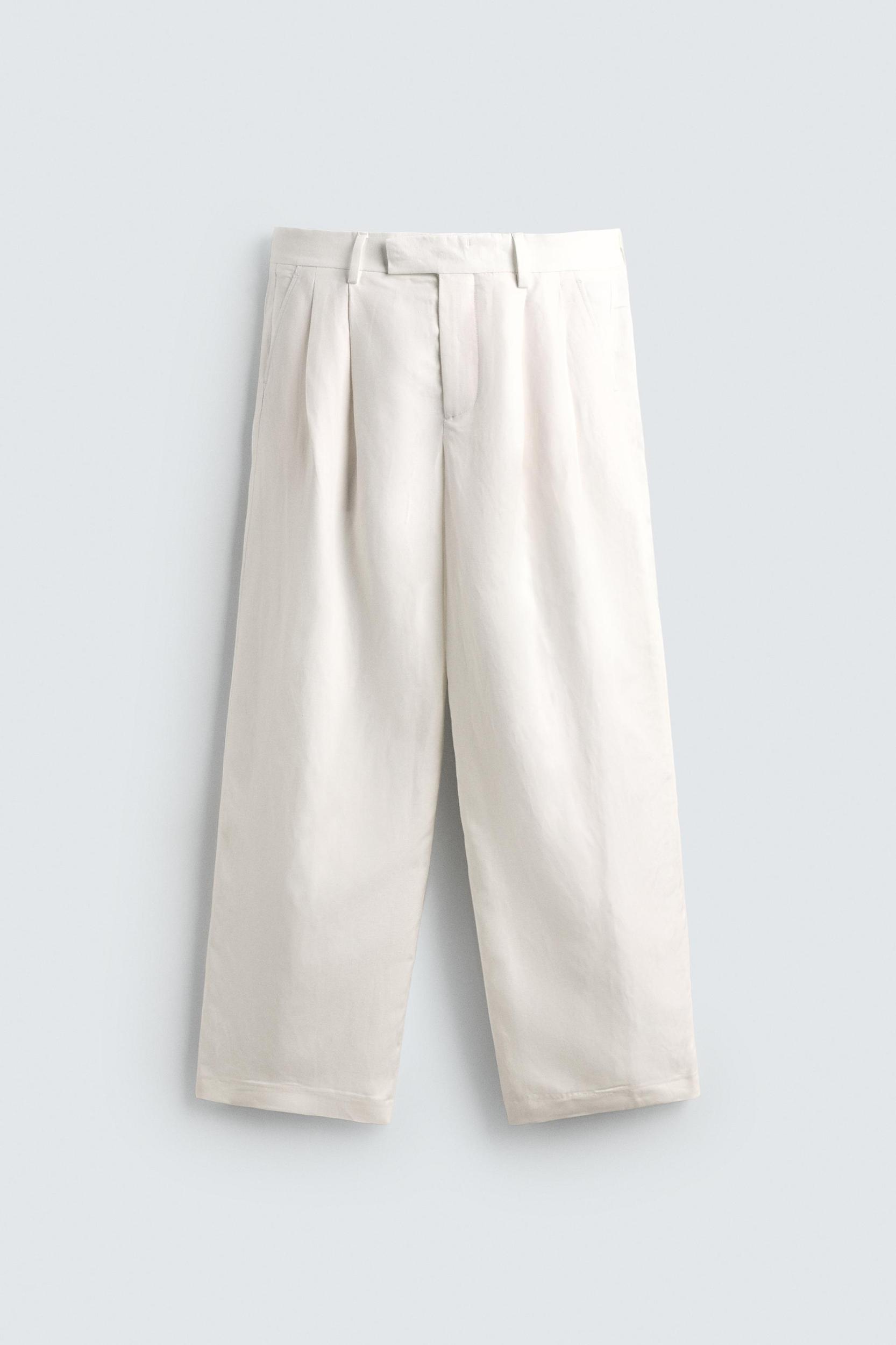 RELAXED FIT VISCOSE LINEN SUIT PANTS Product Image