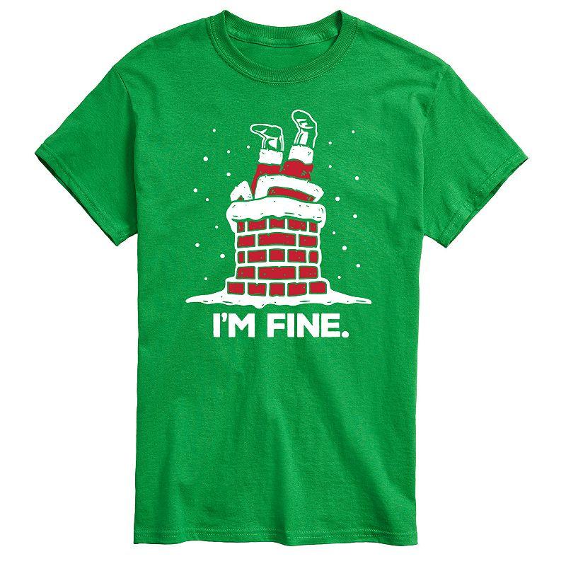 Big & Tall I'm Fine Santa Chimney Graphic Tee, Men's,  Product Image