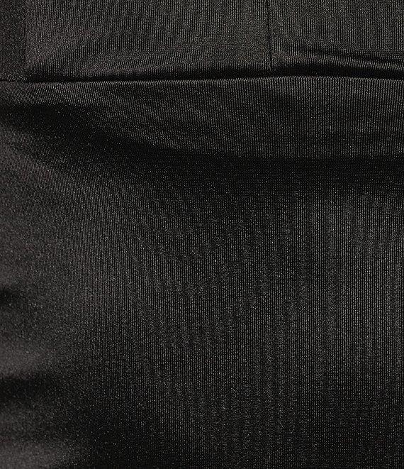 Honey and Rosie Sateen V-Neck Double Spaghetti Strap Lace Back Gown Product Image