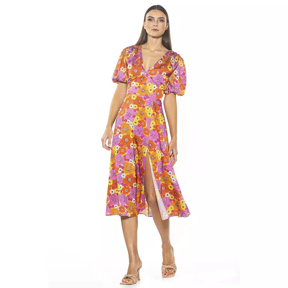 Women's ALEXIA ADMOR Puff-Sleeve Fit & Flare Dress,  Product Image