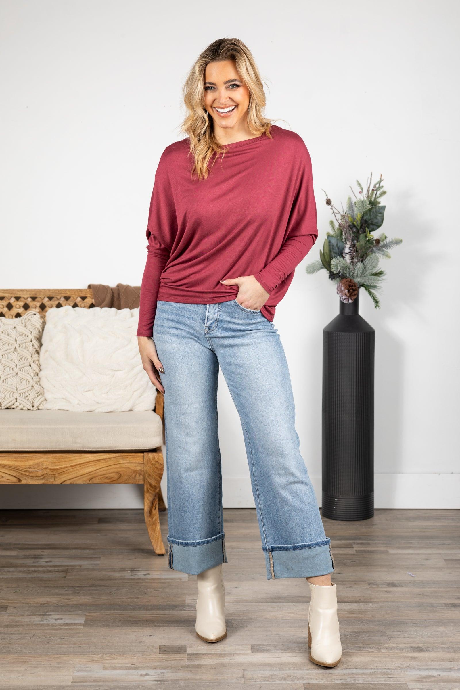 Long Dolman Sleeve Terry Knit Top Product Image