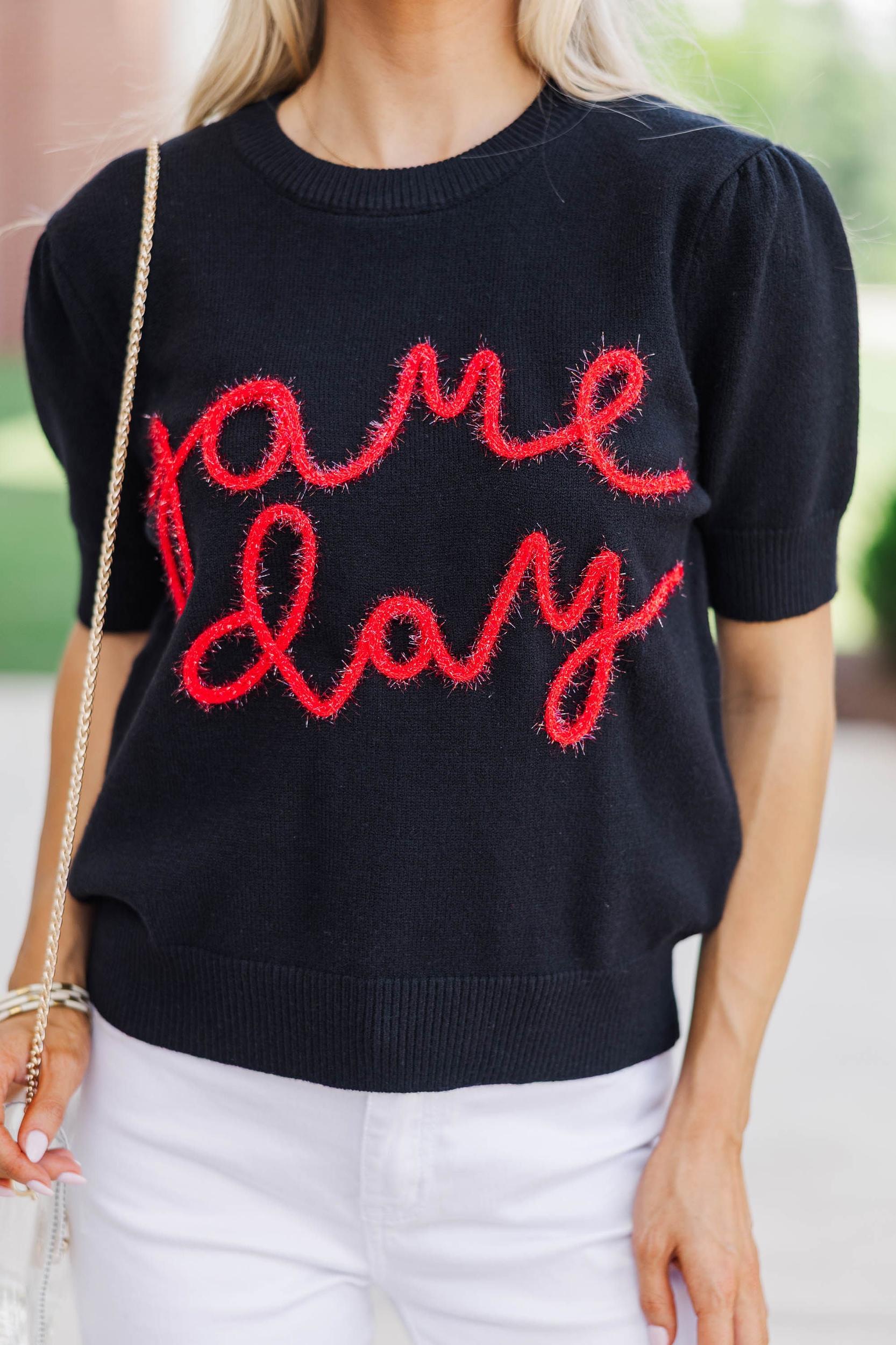 To The Stadium Black Game Day Puff Sleeve Sweater Female Product Image