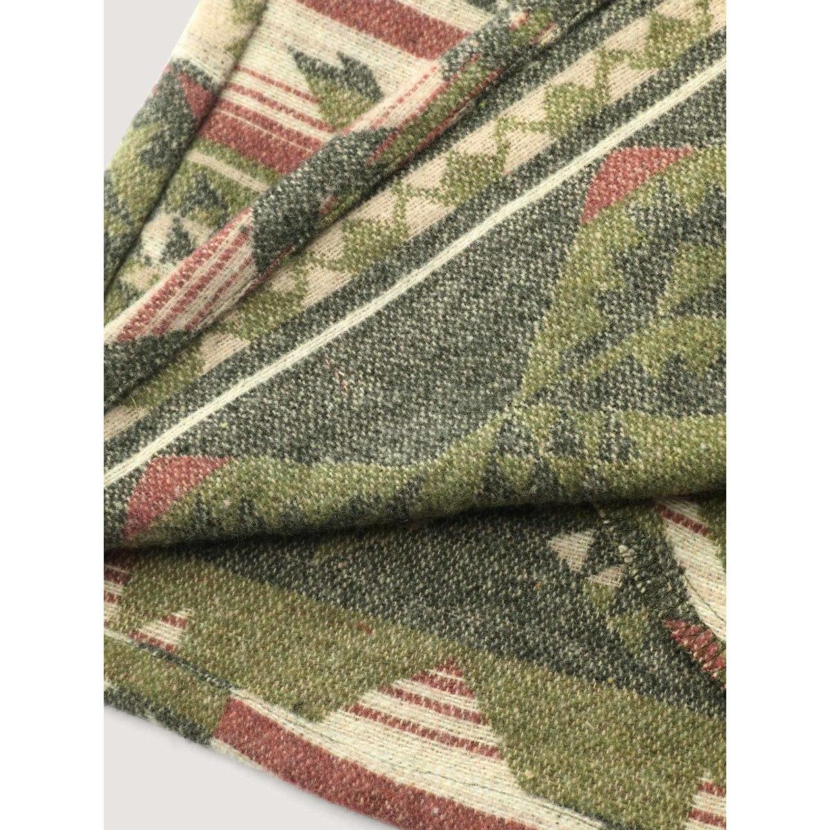 Plus Size Cozy Print Wool Blend Pockets Jacket Women ArmyGreen Button Slanted pocket Casual Jackets BloomChic 28/5X Product Image