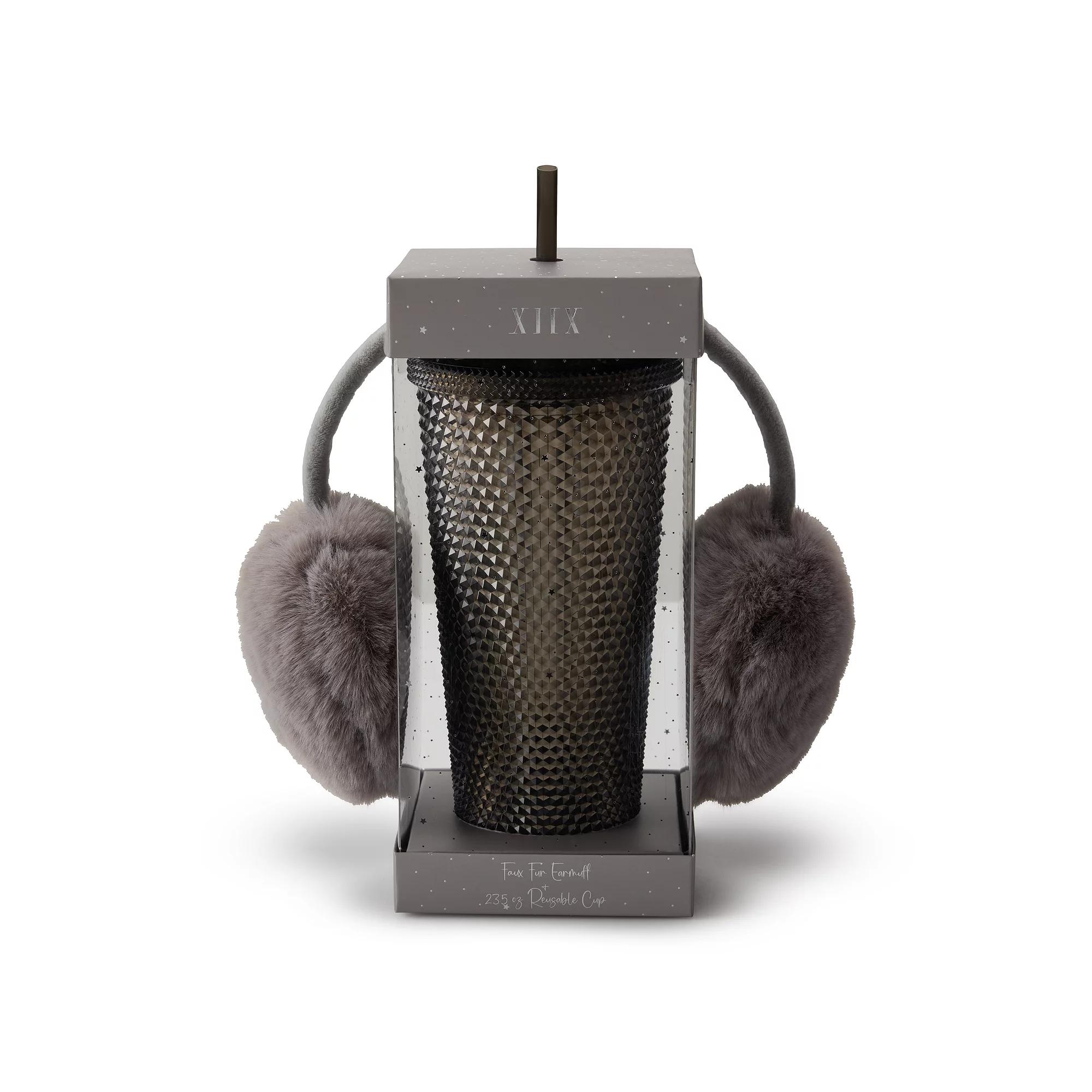 Women's Collection XIIX Textured Tumbler & Earmuff Set, Grey Product Image