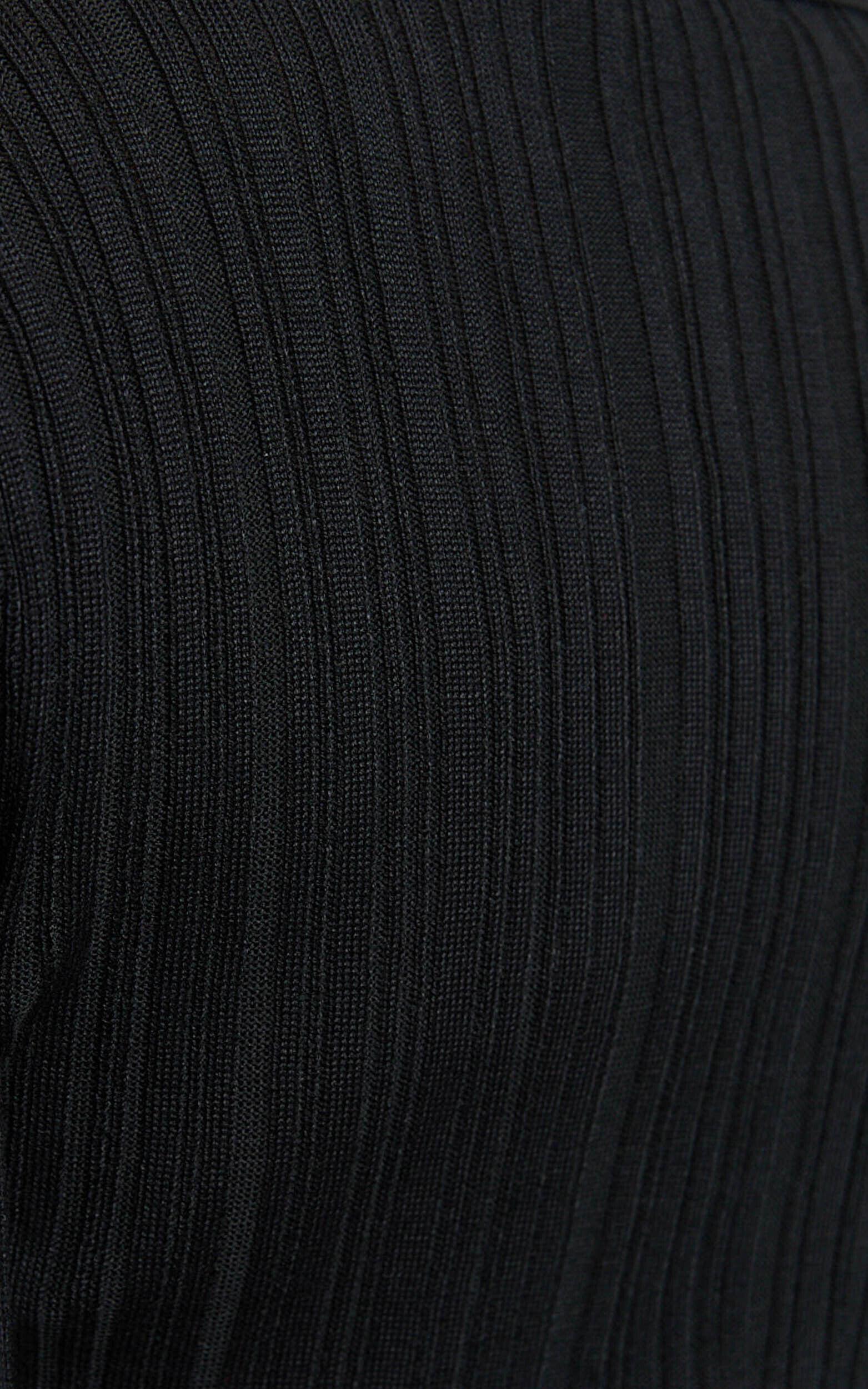 Kelsey Top - Button Through Long Sleeve Knitted Top in Black Product Image