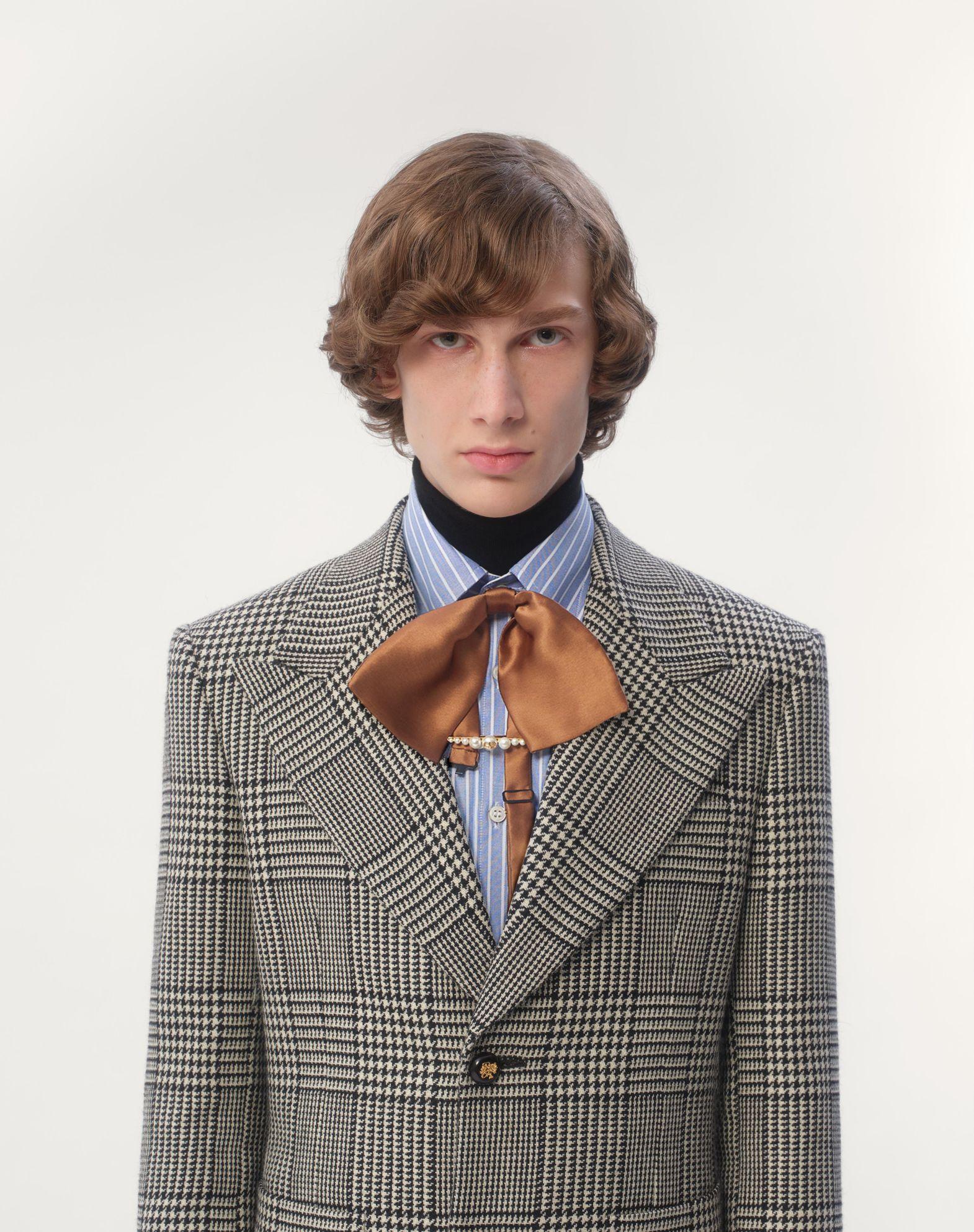 Single-Breasted Wool Jacket With Check Pattern On Houndstooth Product Image