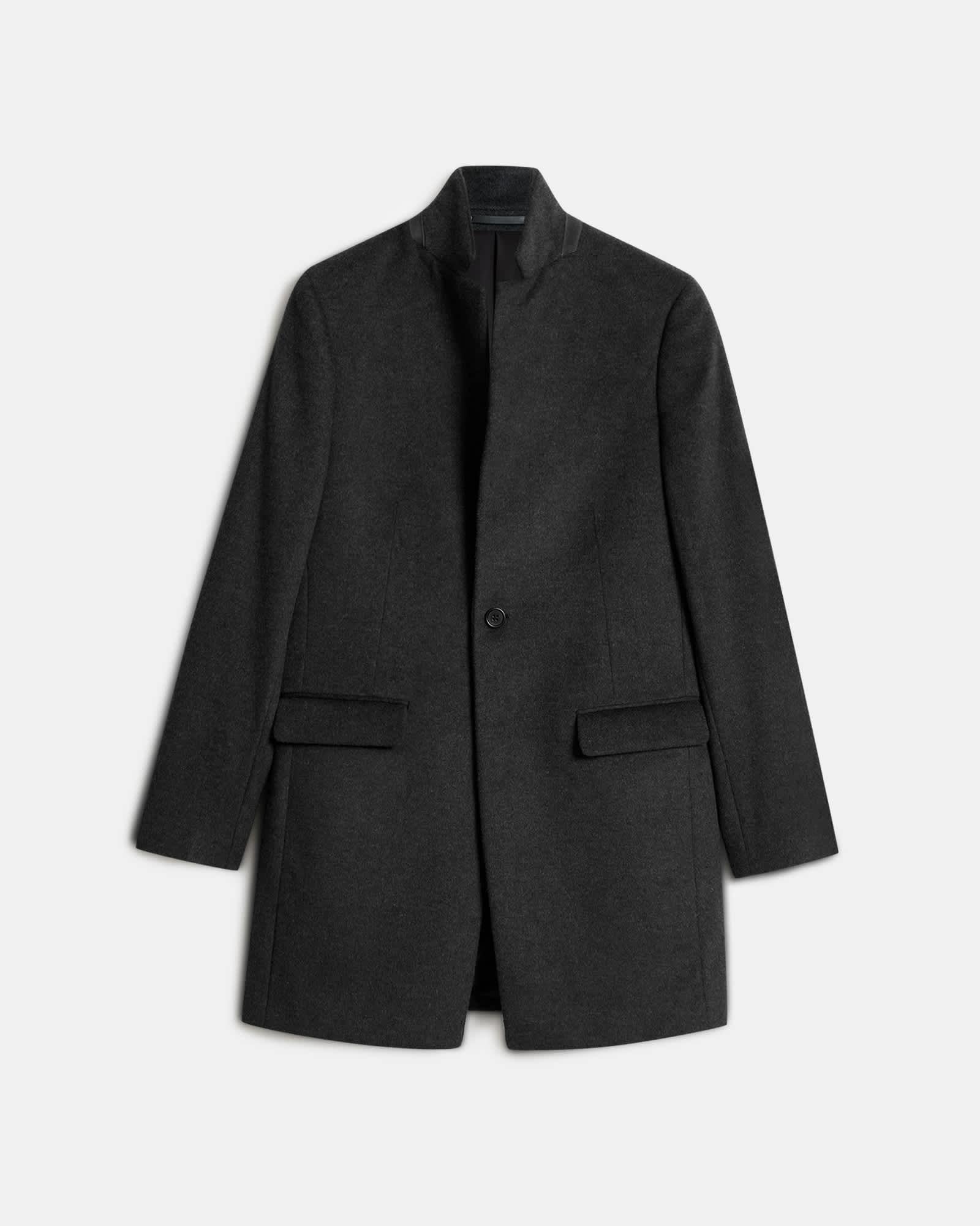 Hargrove Slim Fit Wool Blend Coat Charcoal Grey | ALLSAINTS US Product Image