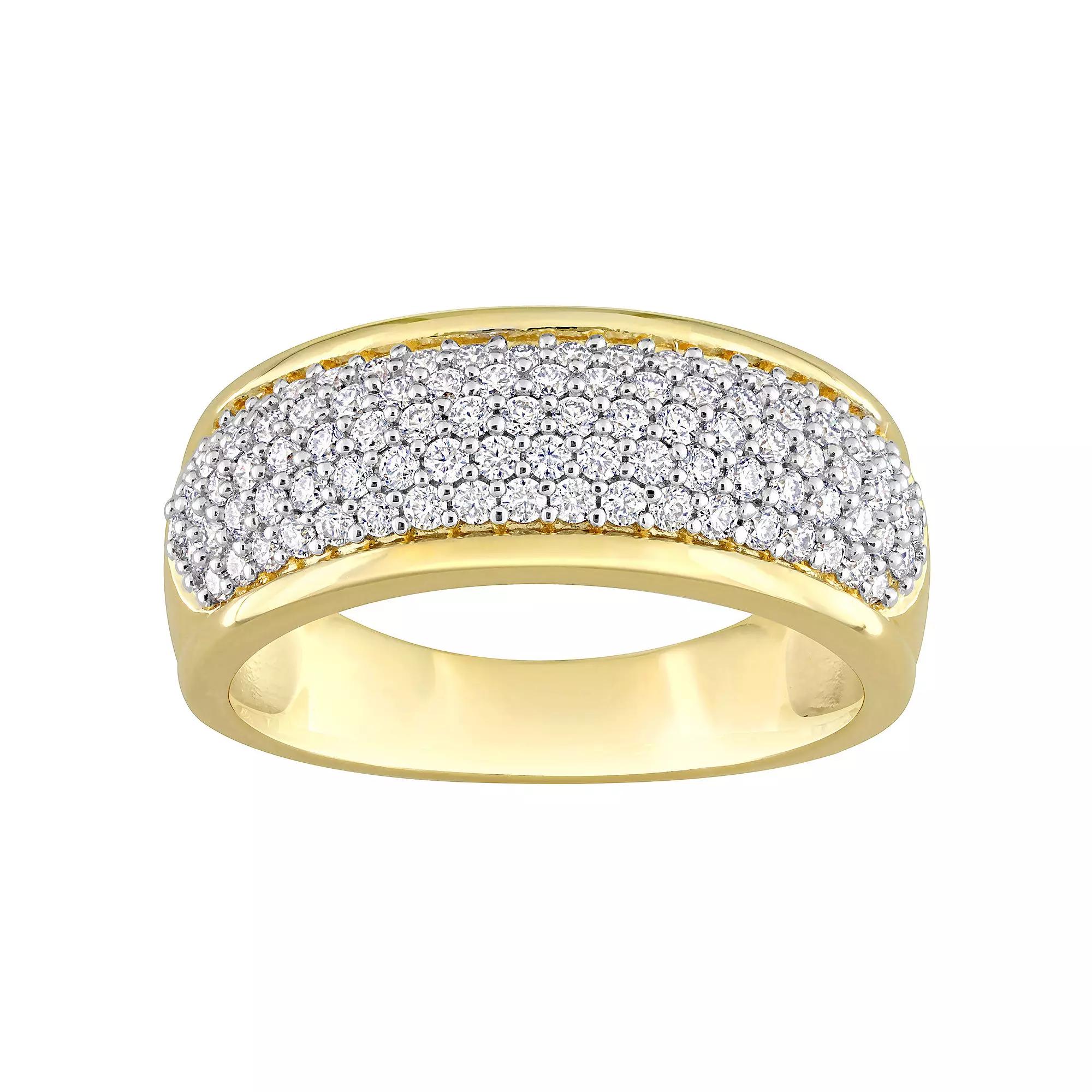 Stella Grace 18k Gold Over Silver Lab-Created Moissanite Semi-Eternity Ring, Women's, Size: 6, Gold Tone Product Image