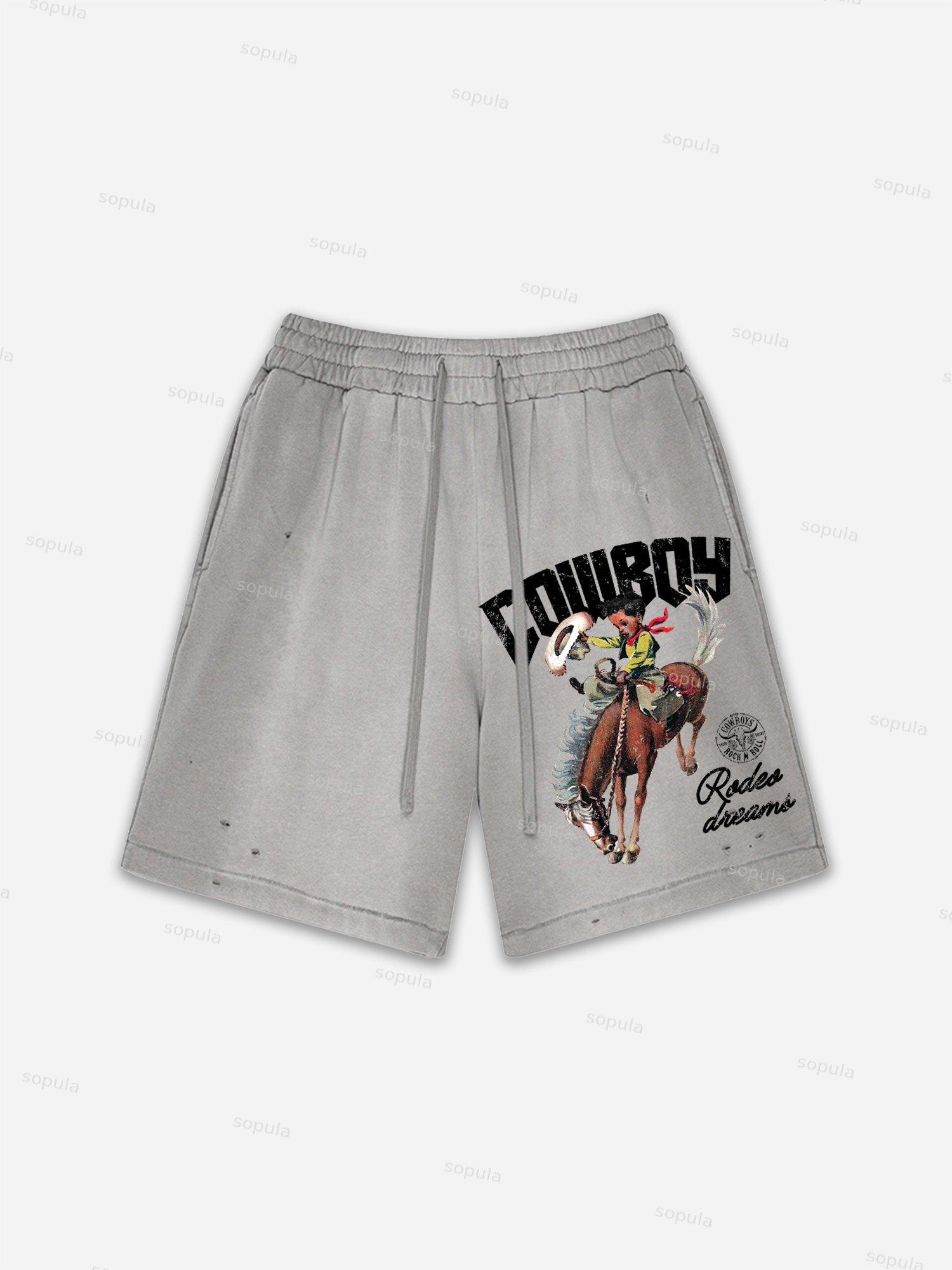 Child Of God Praying For Peace Print Vintage Washed Ripped Shorts Product Image