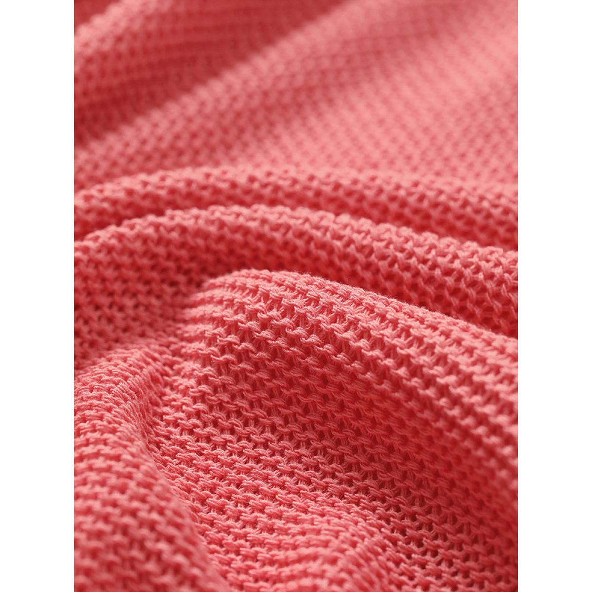 Plus Size Plain Patchwork Cut Out Round Neck Pullover Watermelon Women Casual Bodycon Long Sleeve Round Neck Everyday Pullovers BloomChic 22-24/3X Product Image