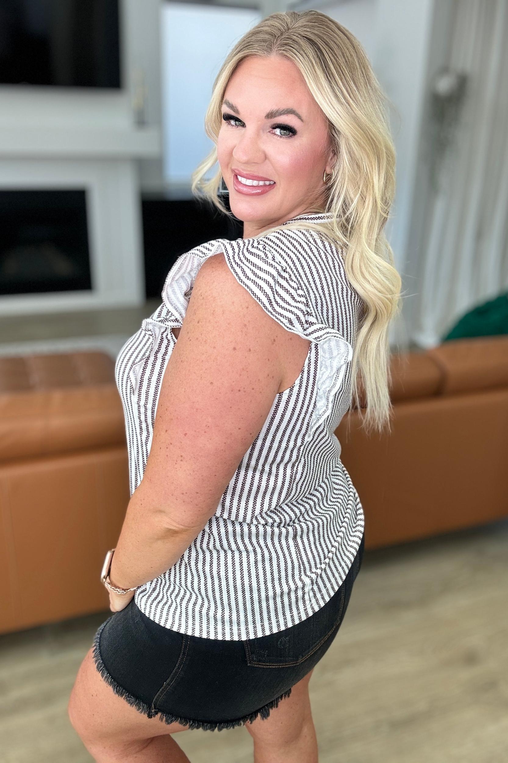 Heavily Invested Striped Ruffle Detail Top (Online Exclusive) Product Image