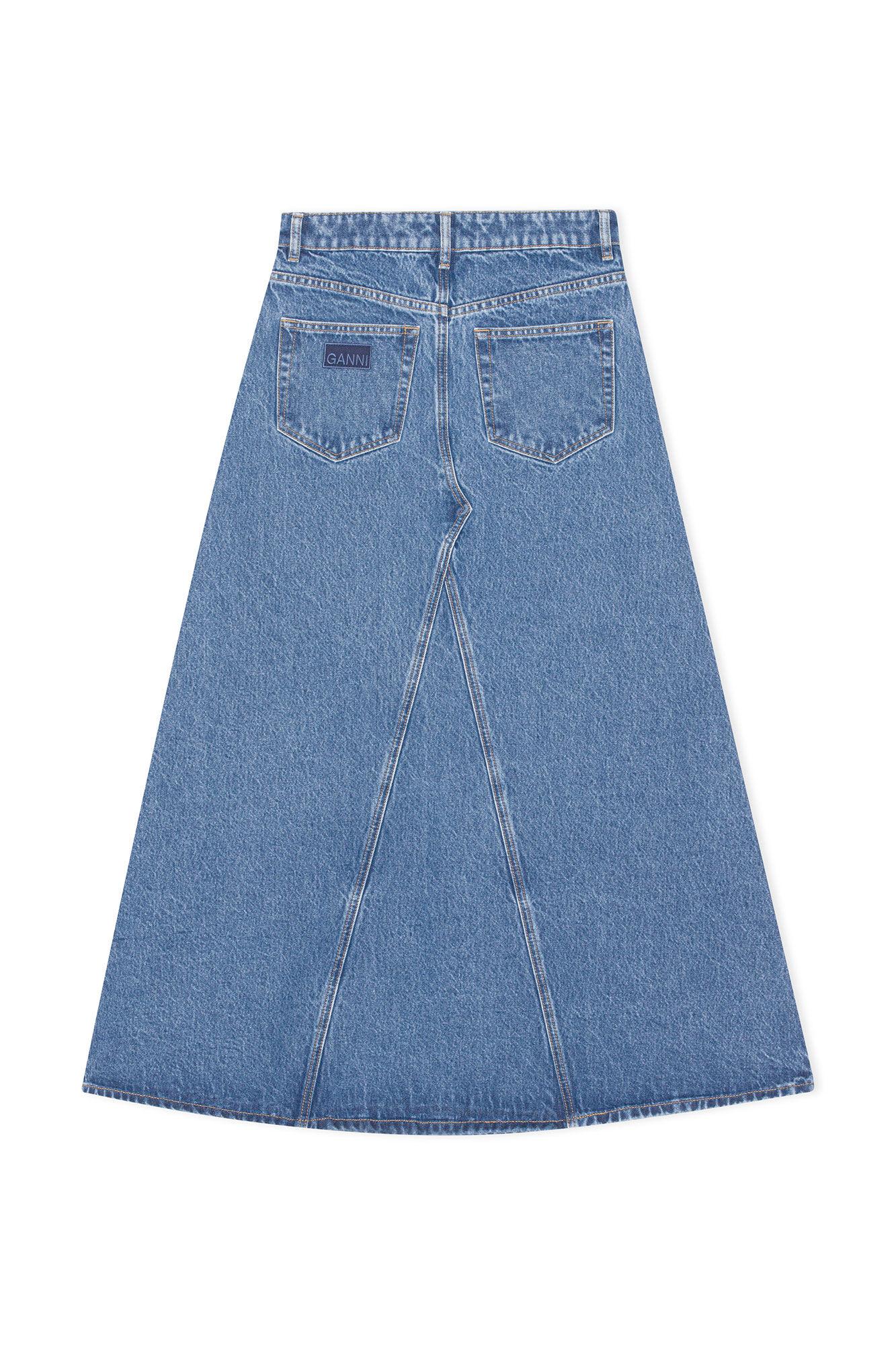 Overdyed Cutline Denim Maxi Skirt Product Image