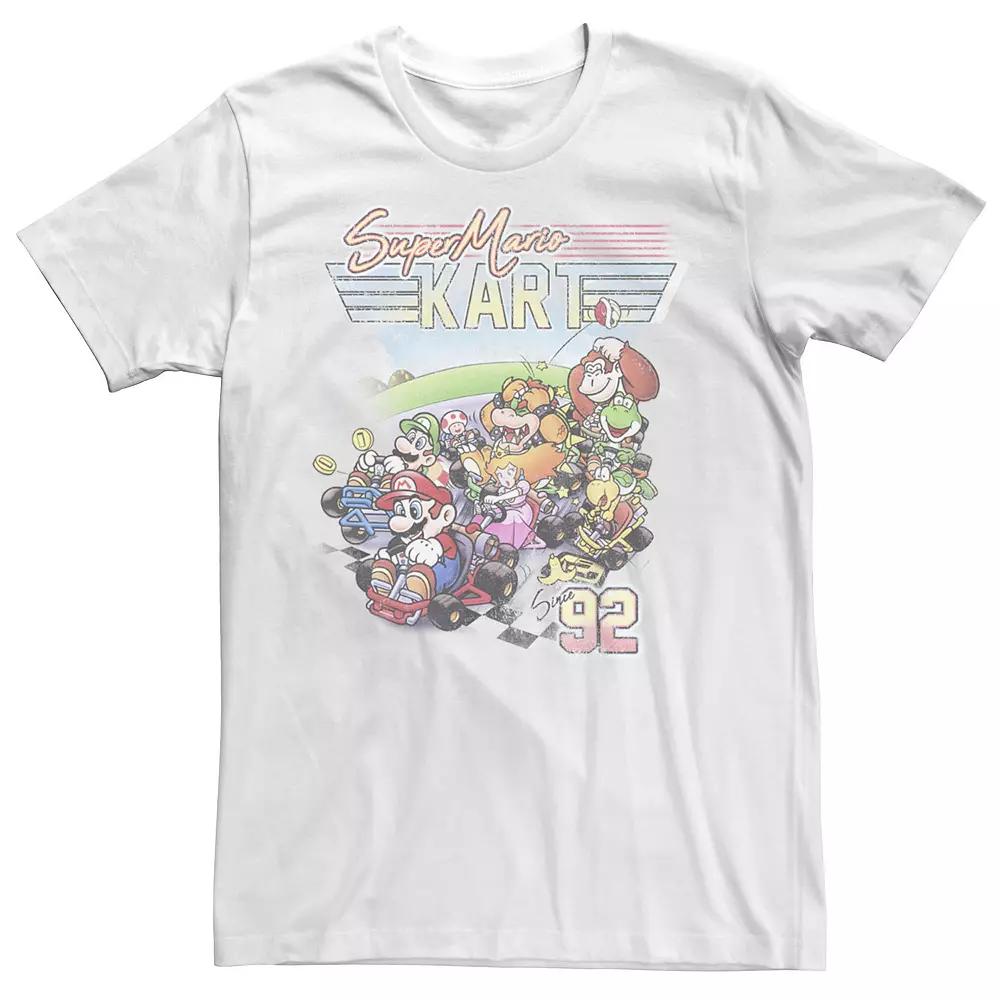 Men's Mario Kart 92 Group Shot Distressed Tee, Size: Medium, Red Grey Product Image
