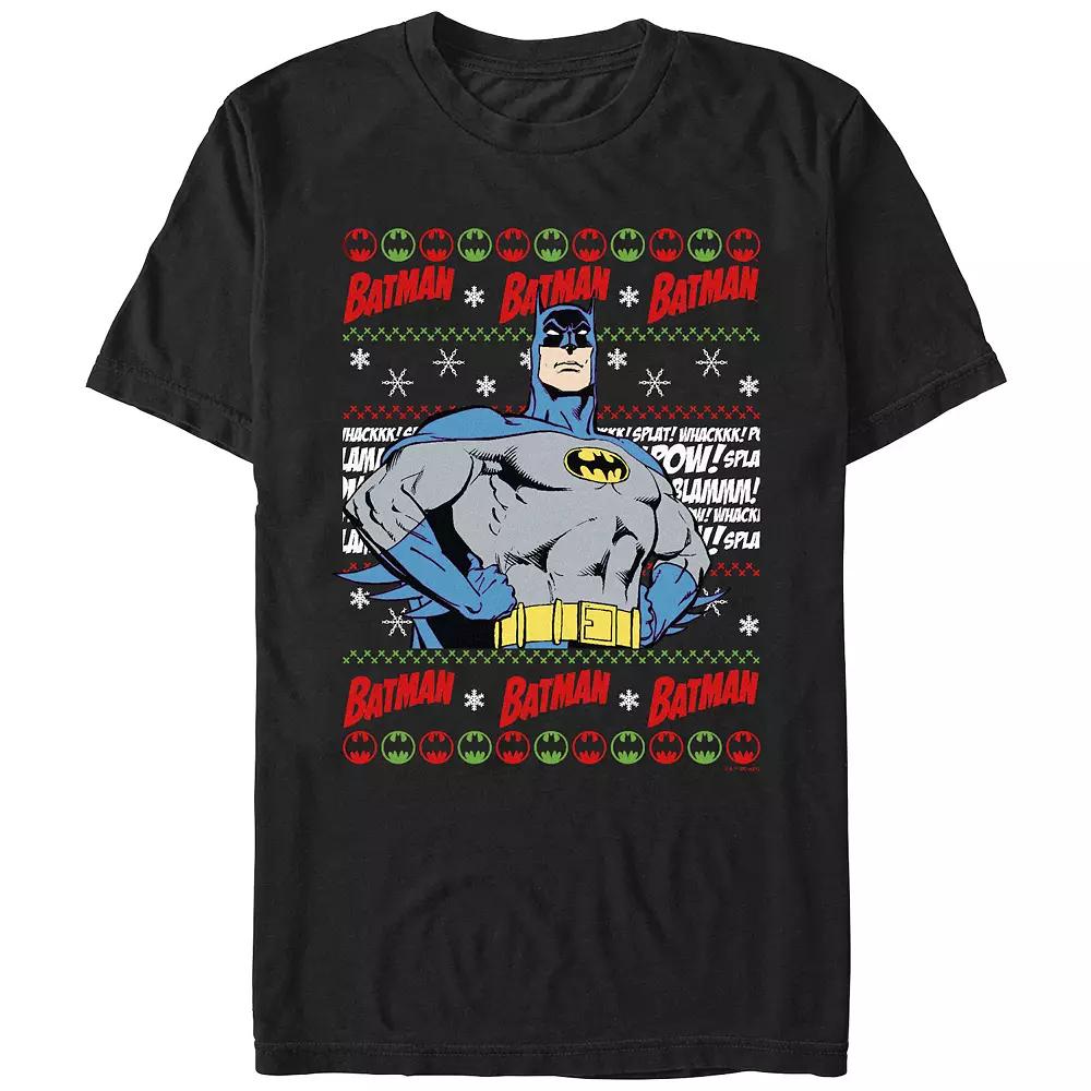 Men's Batman Christmas Sweater Graphic Tee,  Product Image